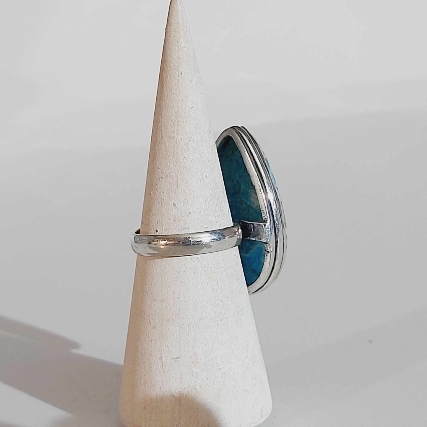 Mexican Laguna Agate Gemstone Ring US 9 (E1623)