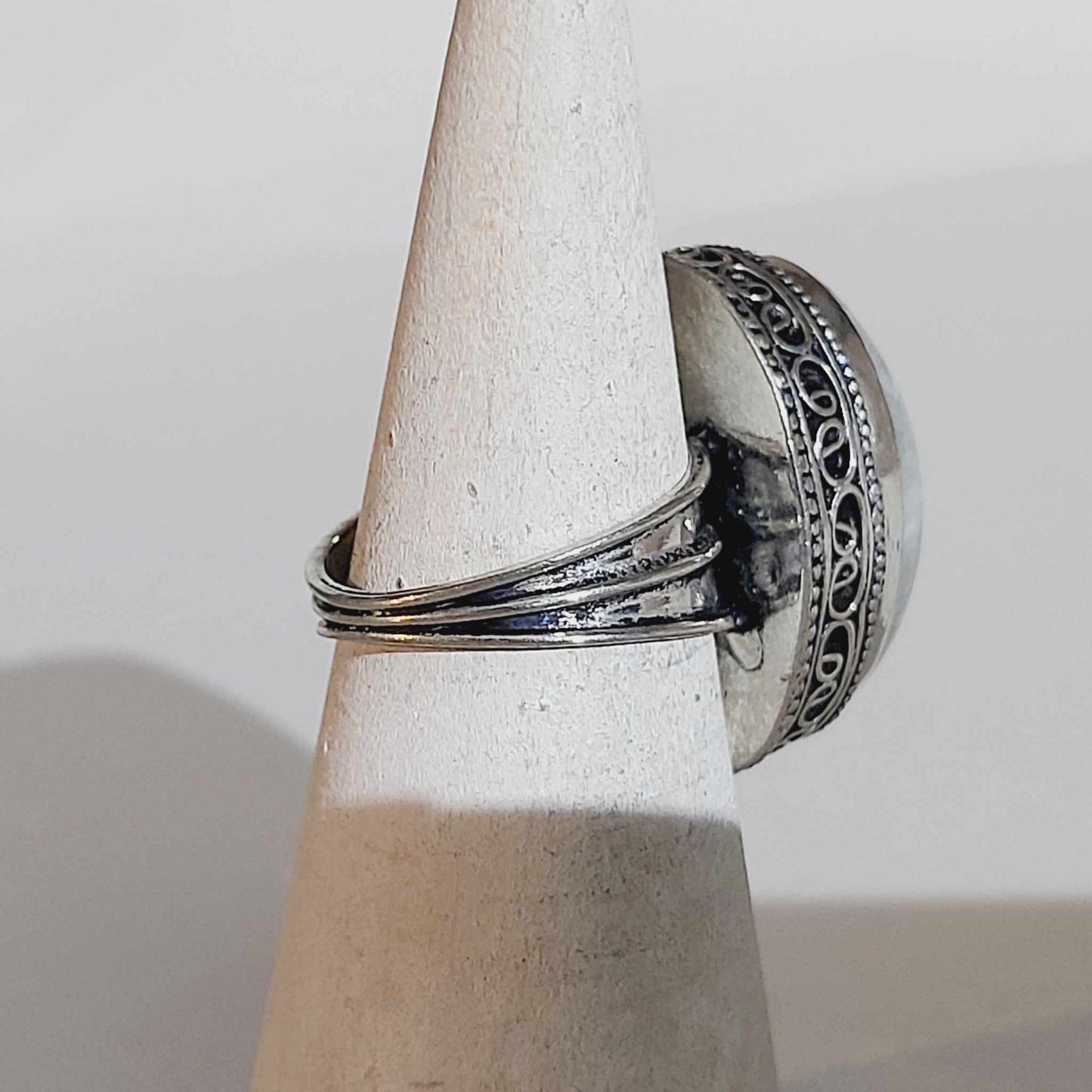 Free Spirit Rainbow Moonstone Ring Size US 8.5 (E1674)