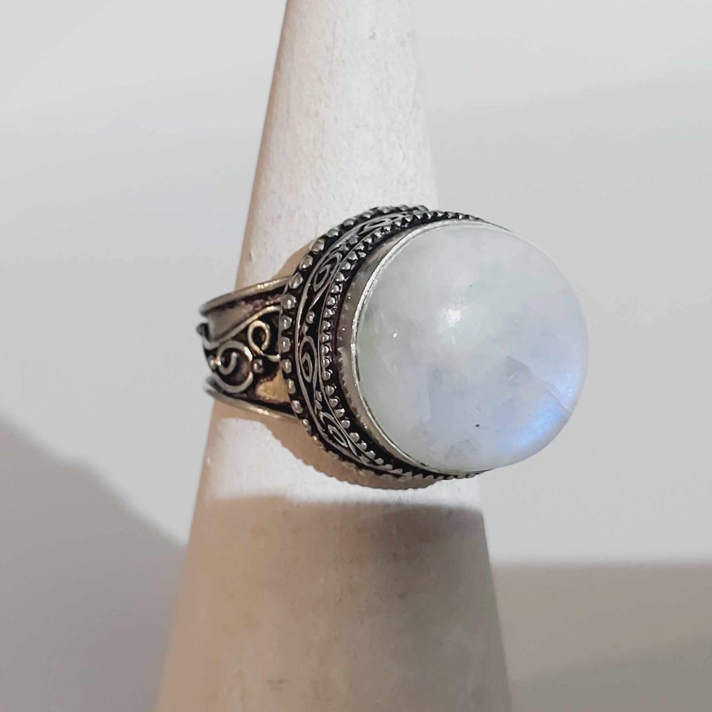 Free Spirit Rainbow Moonstone Ring Size US 8.5 (E1678)