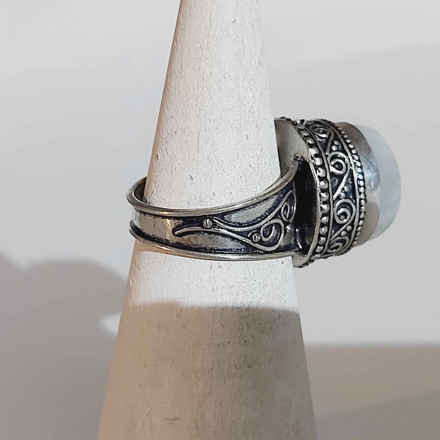 Free Spirit Rainbow Moonstone Ring Size US 8.5 (E1678)