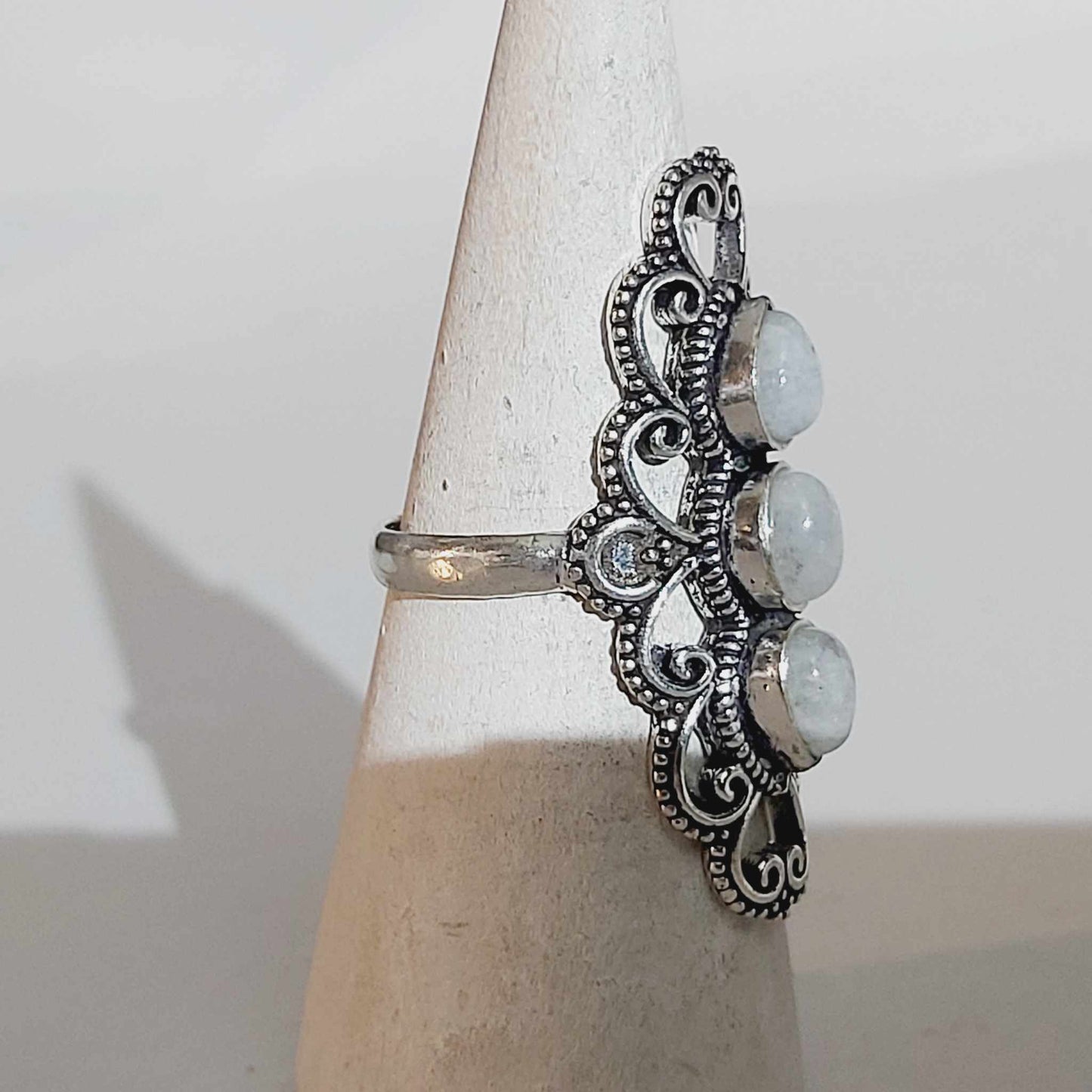 Free Spirit Rainbow Moonstone Ring Size US 9.5 (E1681)