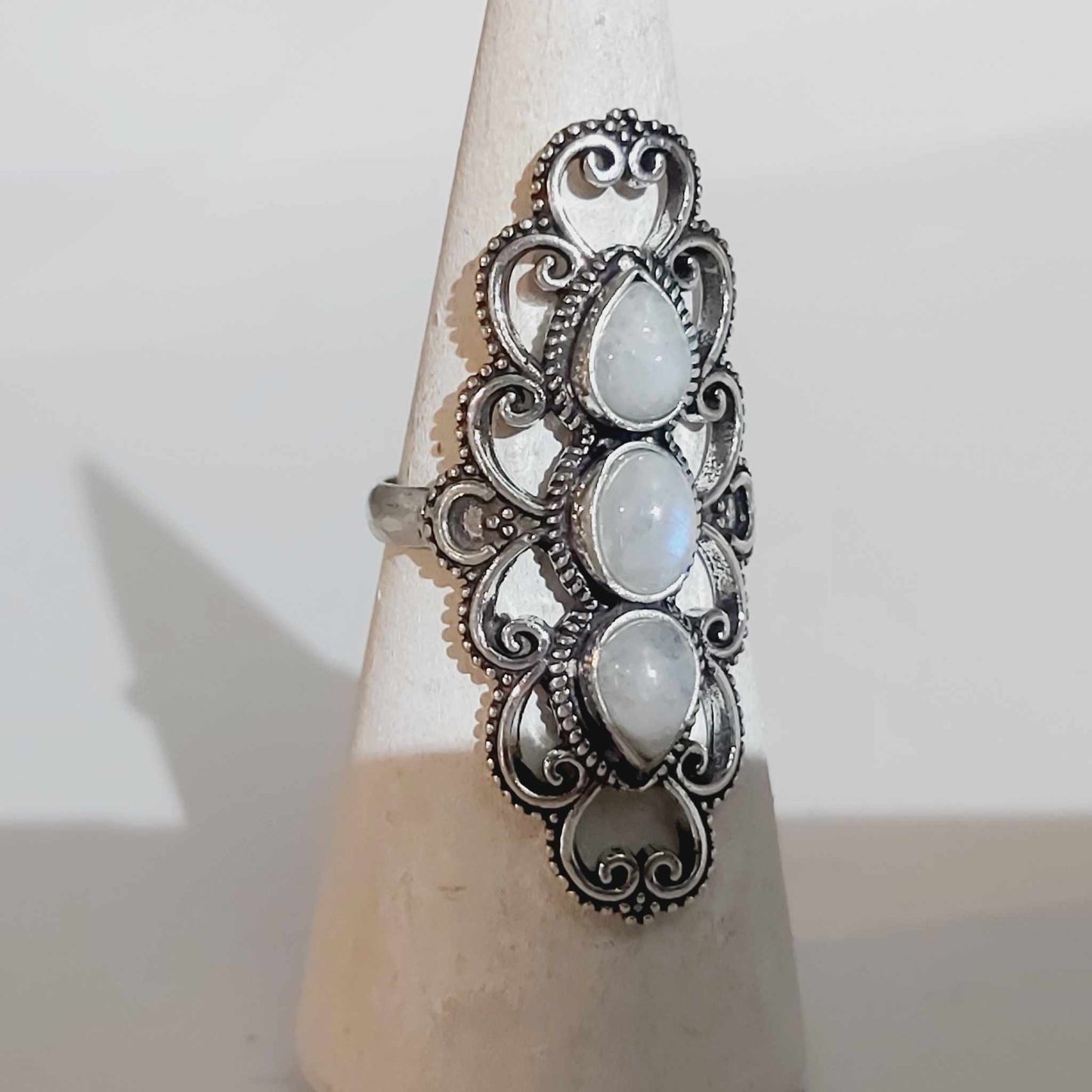 Free Spirit Rainbow Moonstone Ring Size US 9.5 (E1681)