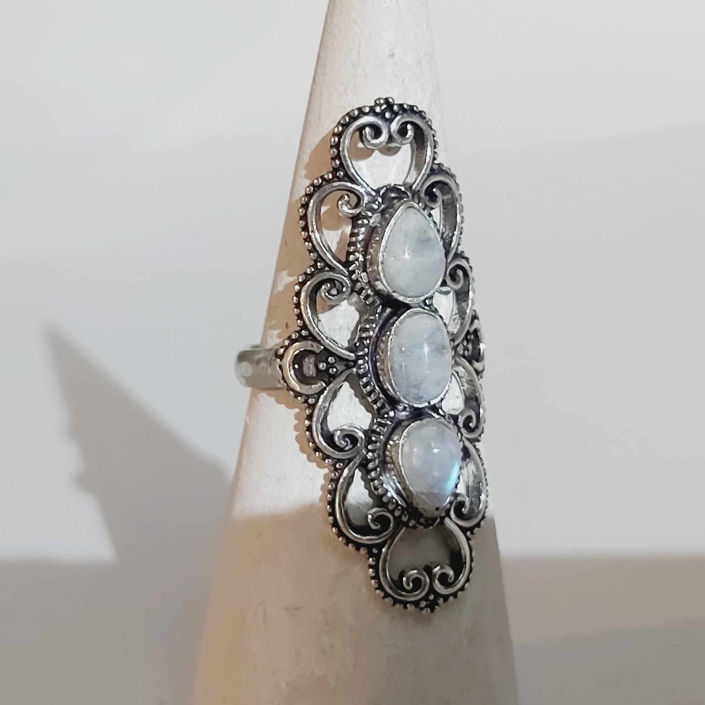 Free Spirit Rainbow Moonstone Ring Size US 9.5 (E1685)