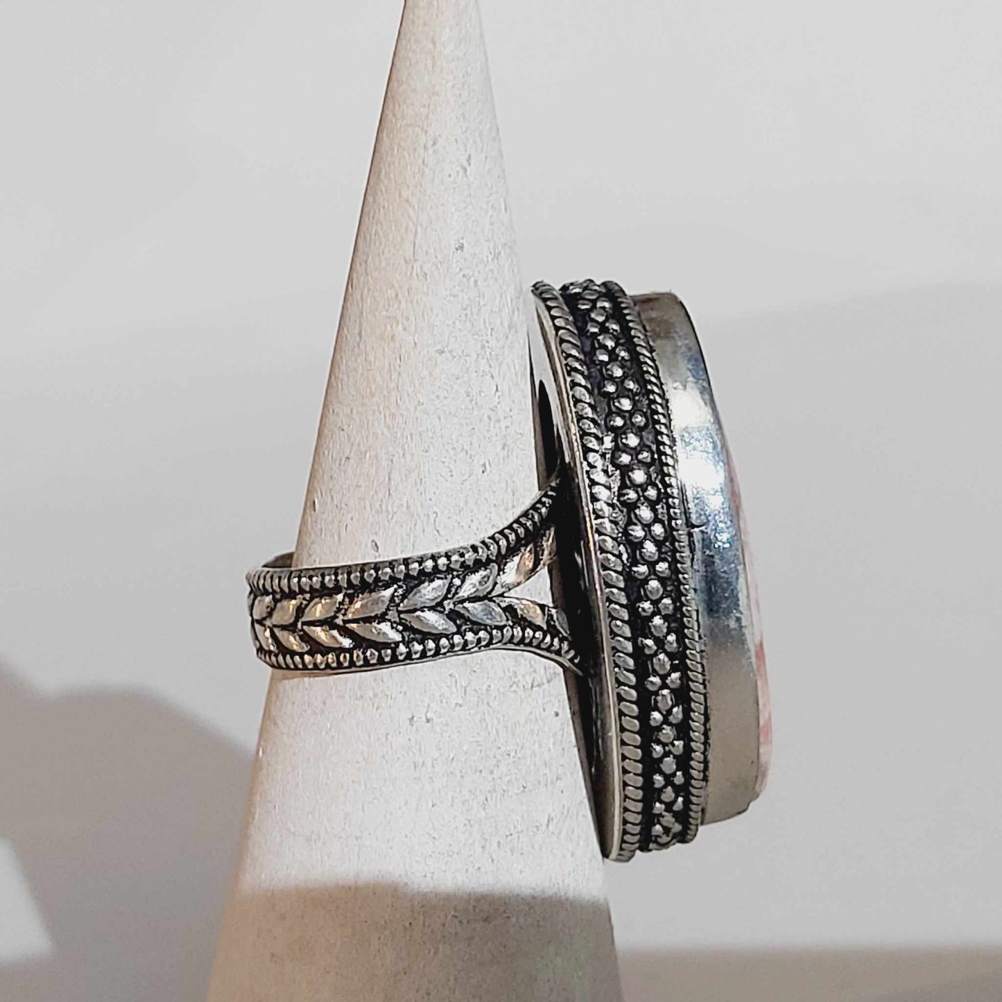 Rhodochrosite Love Ring Size US 8 (E1721)