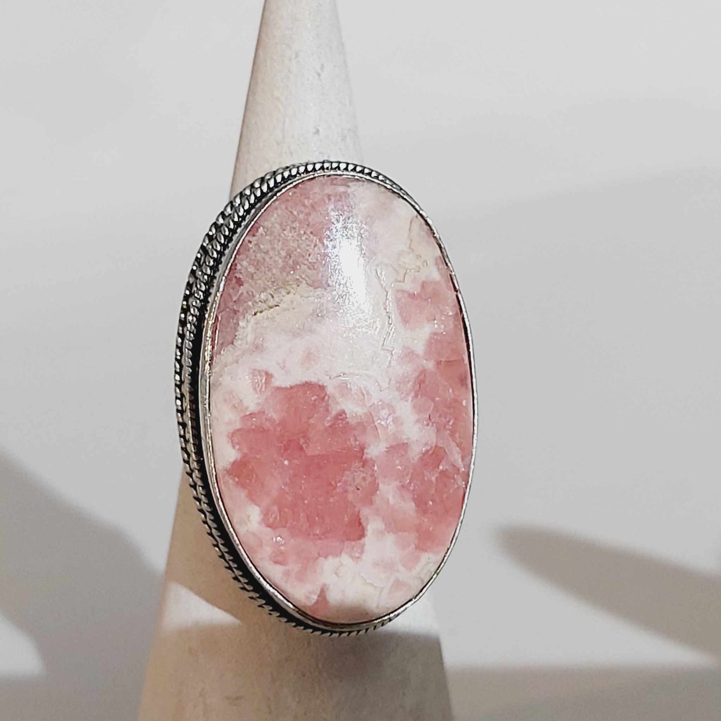 Rhodochrosite Love Ring Size US 8 (E1721)
