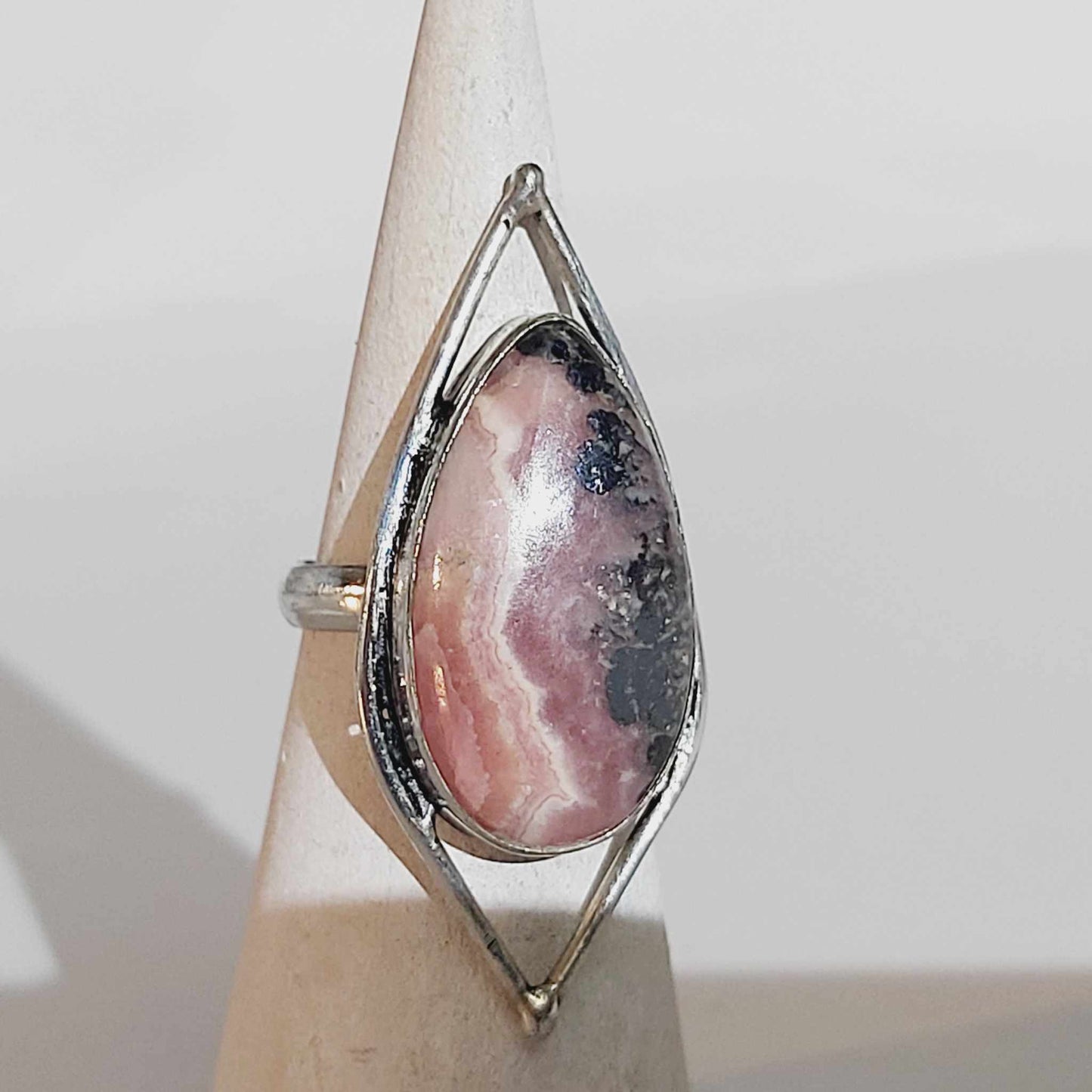 Rhodochrosite Love Ring Size US 8 (E1722)