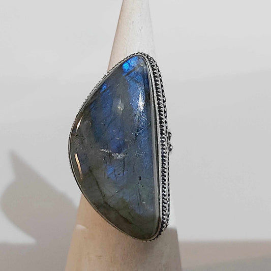 Labradorite Protection Gemstone Ring US 8.5 or UK Q (E1734)