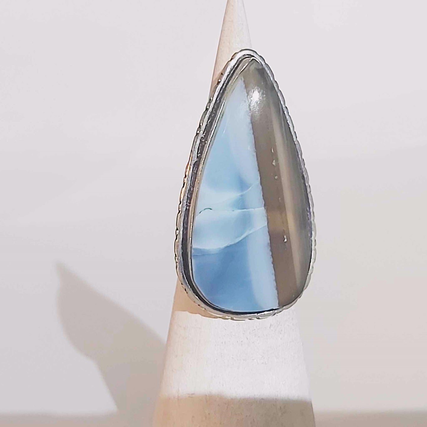 Owyhee Blue Opal Angelic Gemstone Ring US 6 or UK L (E1738)