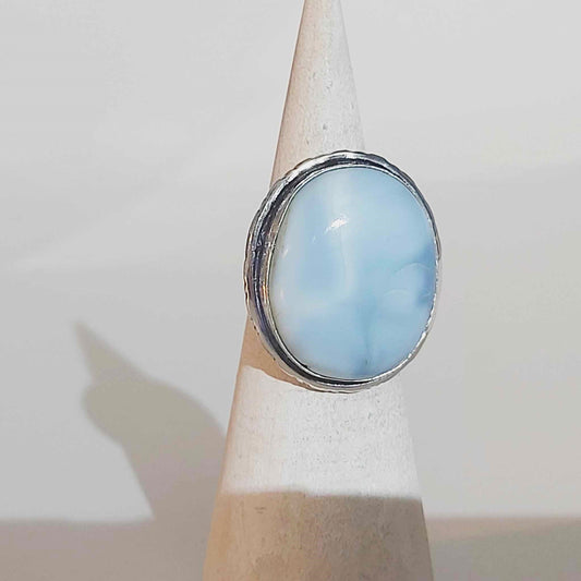 Owyhee Blue Opal Angelic Gemstone Ring US 6 or UK L (E1739)