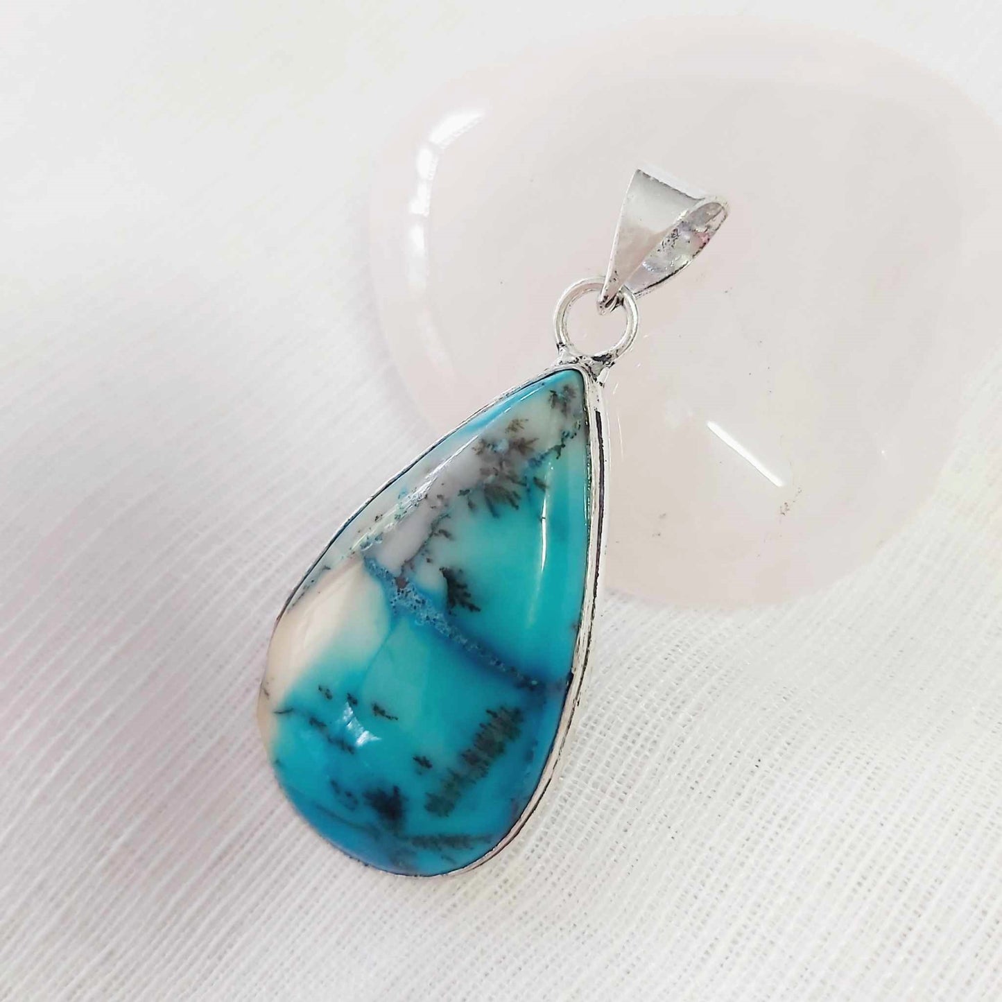 Dendritic Opal Gemstone Crystal Pendant (E1773)