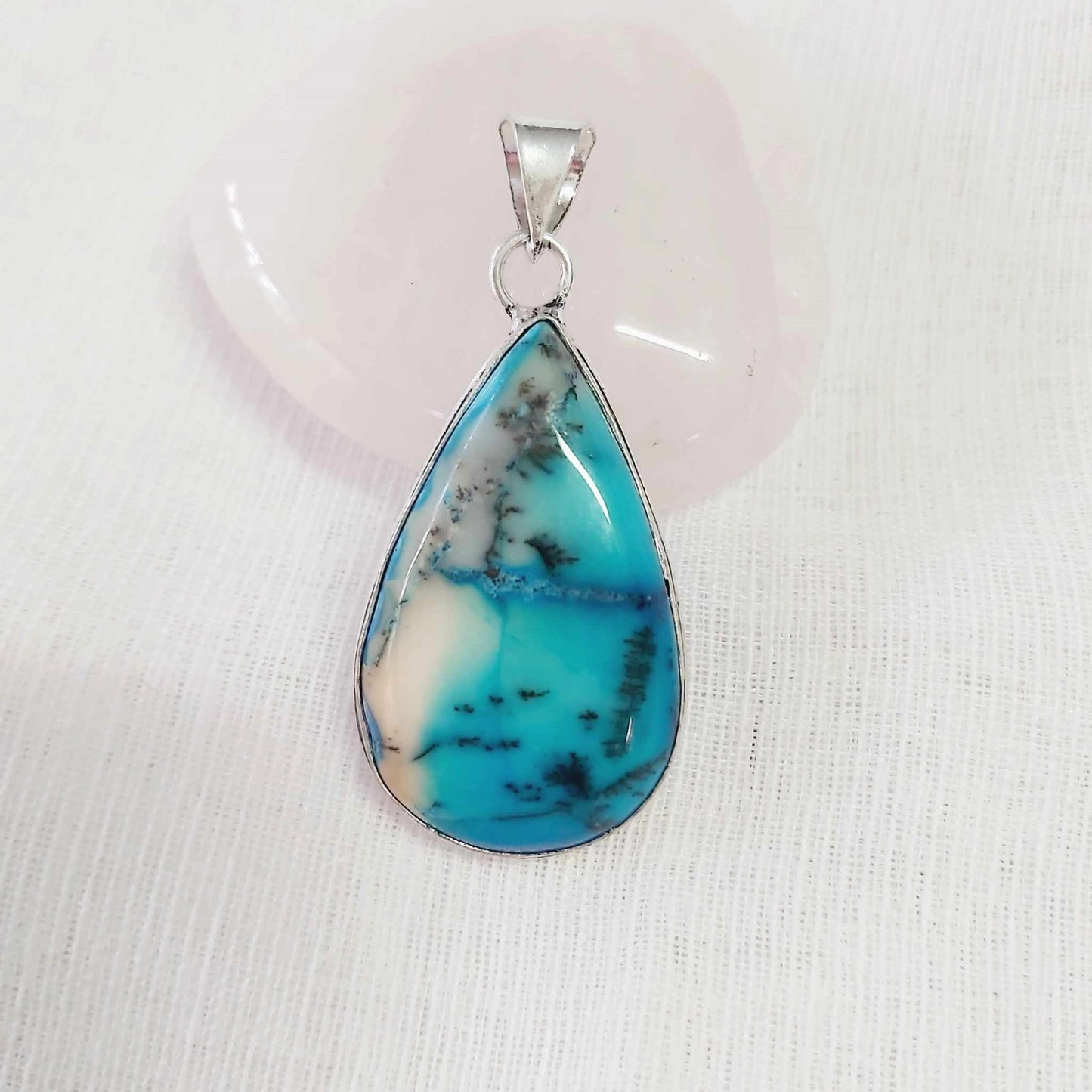 Dendritic Opal Gemstone Crystal Pendant (E1773)