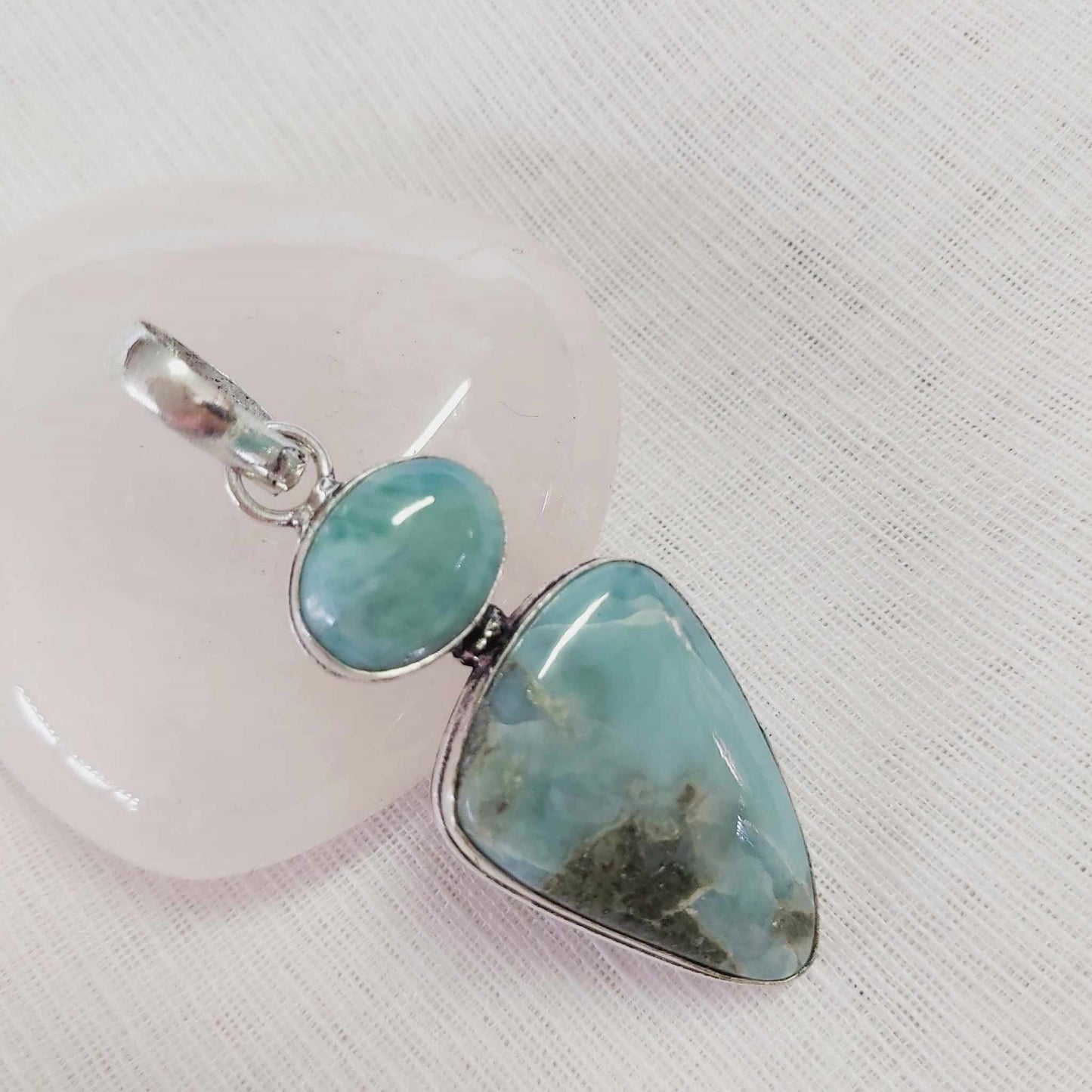 Larimar Pectolite Gemstone Crystal Goddess Pendant (E1784)