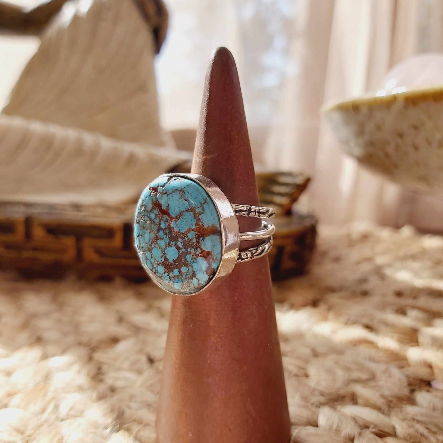 Turquoise Acceptance Gemstone Ring  Size US 7.5 (E2373)