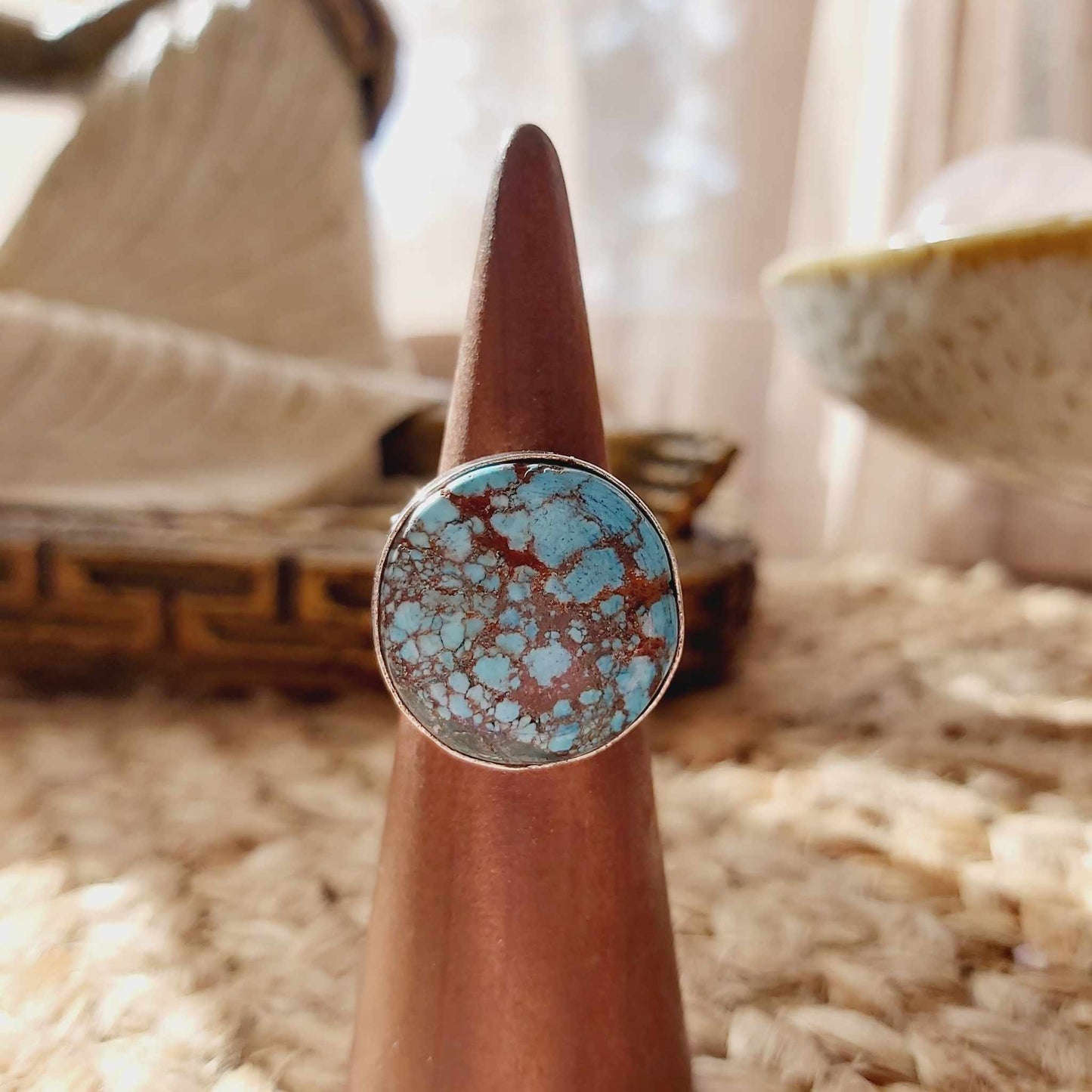 Turquoise Acceptance Gemstone Ring  Size US 7.5 (E2373)