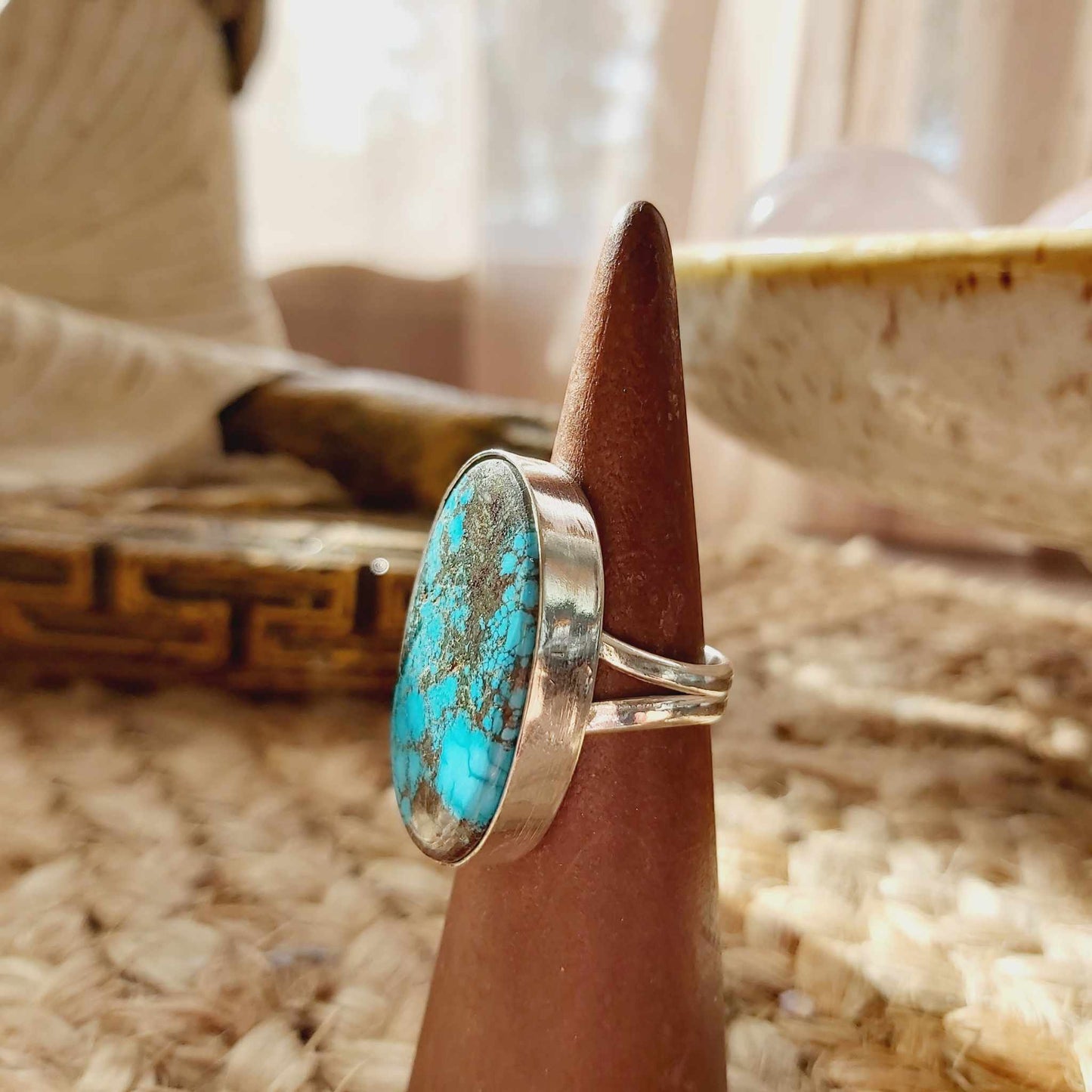 Turquoise Acceptance Gemstone Ring  Size US 7.5 (E2374)