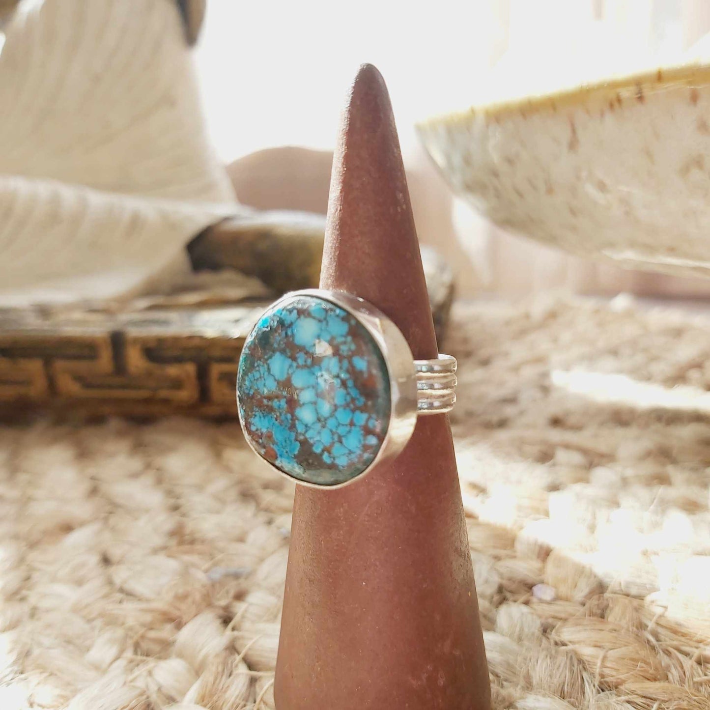 Turquoise Acceptance Gemstone Ring  Size US 7.5 (E2375)