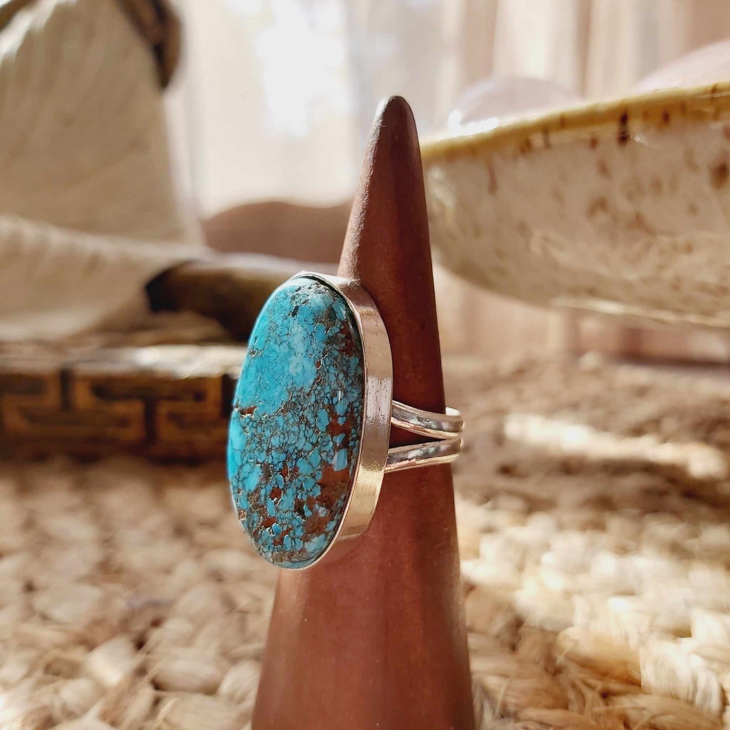 Turquoise Acceptance Gemstone Ring  Size US 8 (E2379)