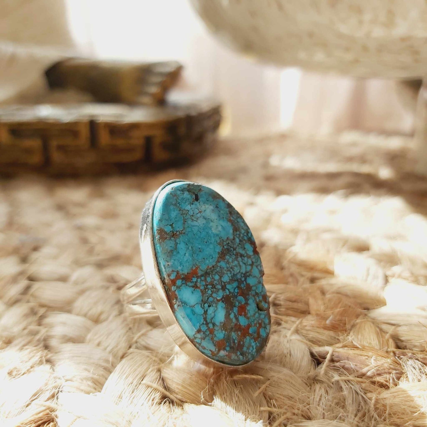 Turquoise Acceptance Gemstone Ring  Size US 8 (E2379)