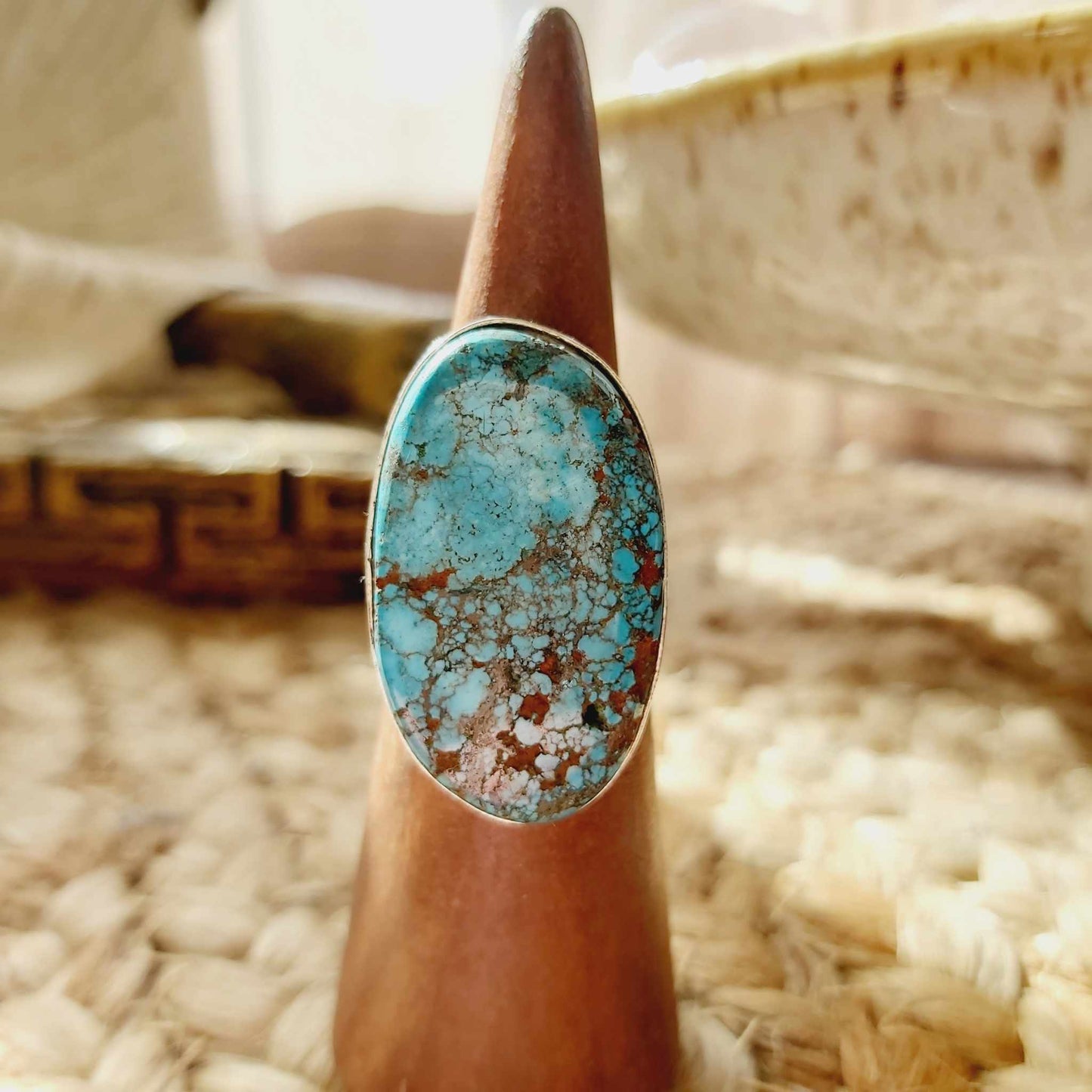Turquoise Acceptance Gemstone Ring  Size US 8 (E2379)