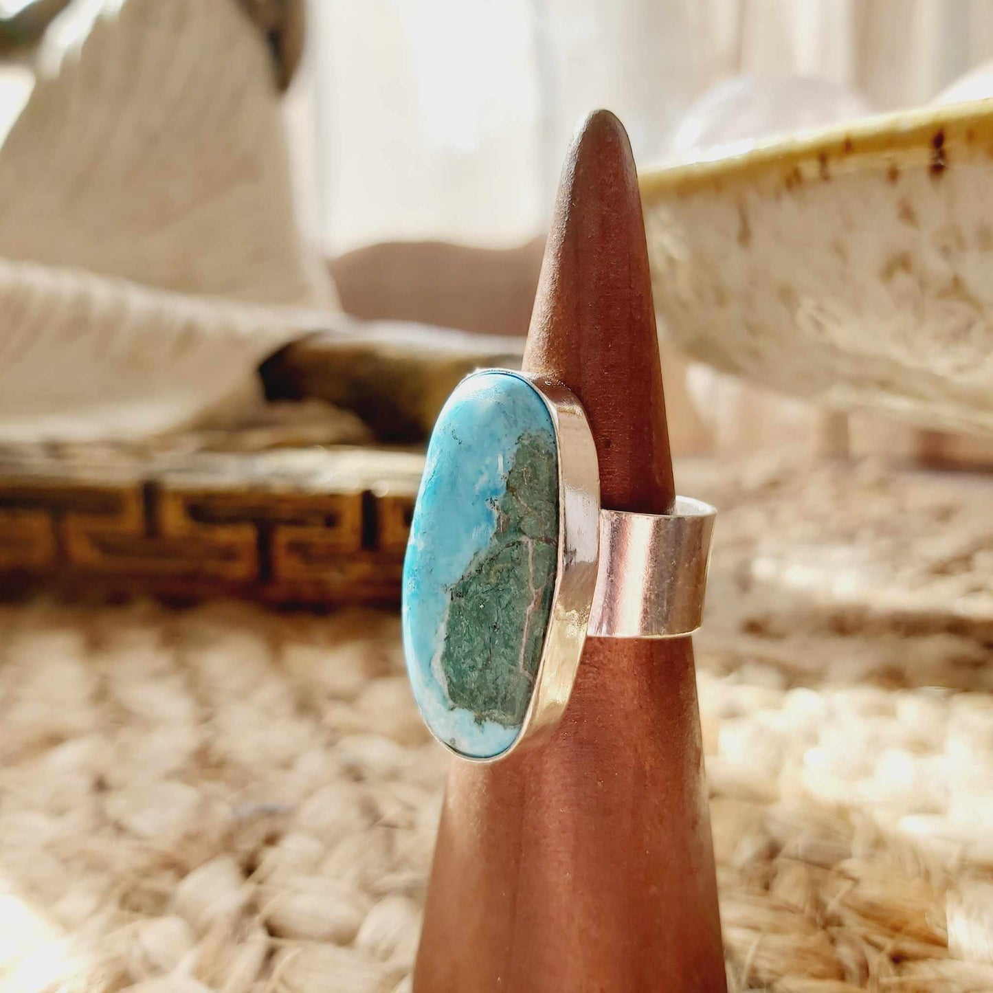 Turquoise Acceptance Gemstone Ring  Size US 8.5 (E2393)