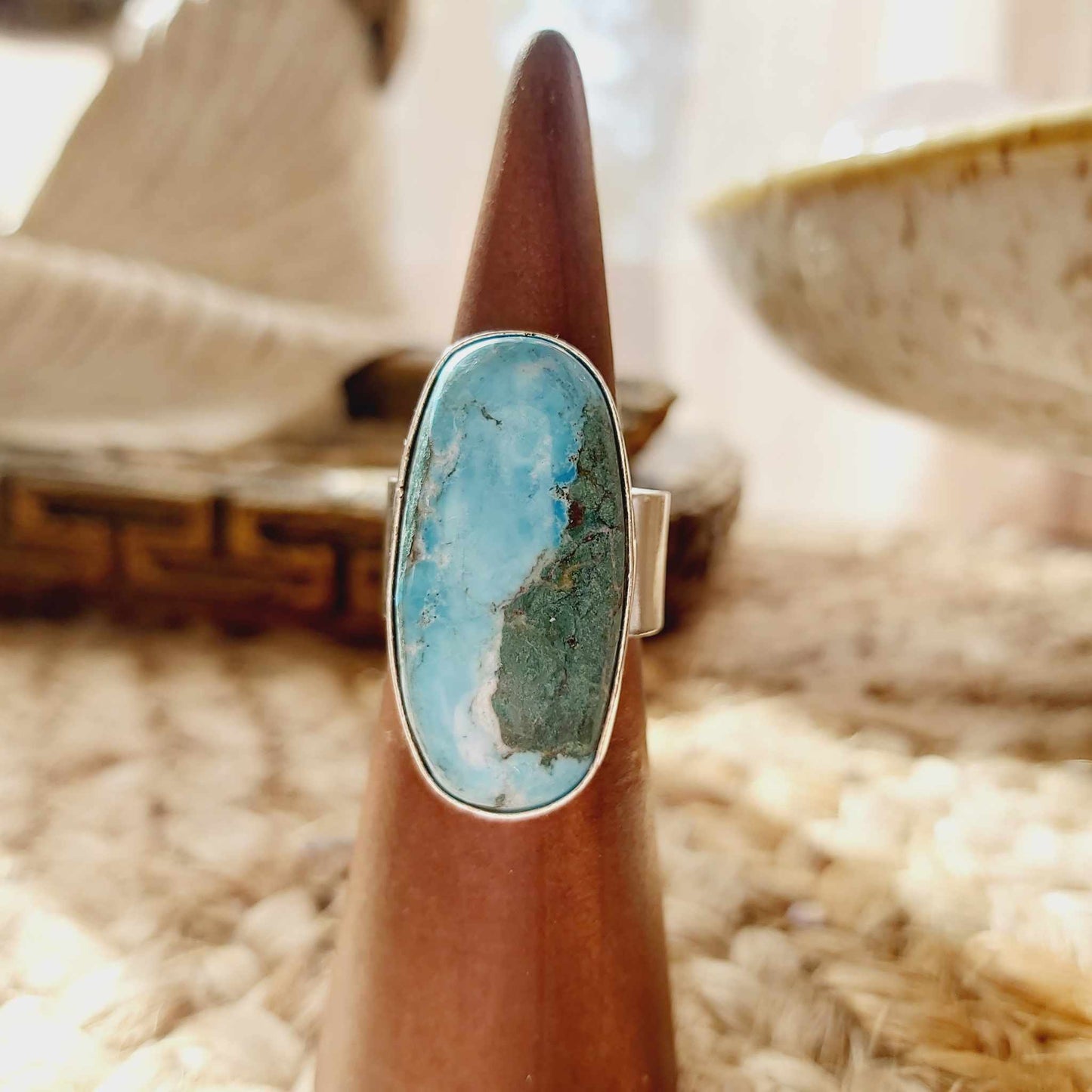 Turquoise Acceptance Gemstone Ring  Size US 8.5 (E2393)
