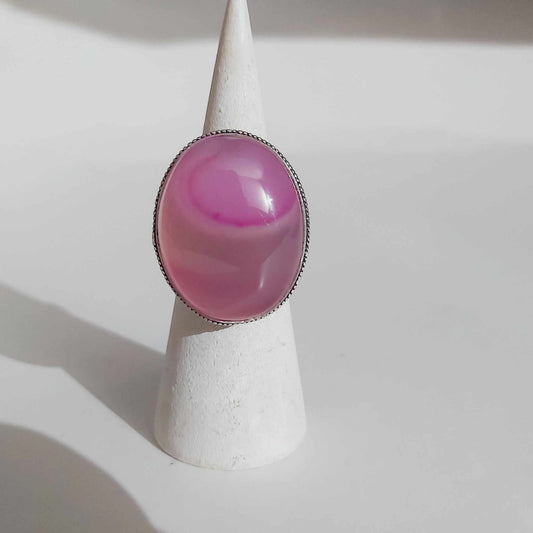 Agate Physical Wellbeing Gemstone Ring US 6 (E2402)