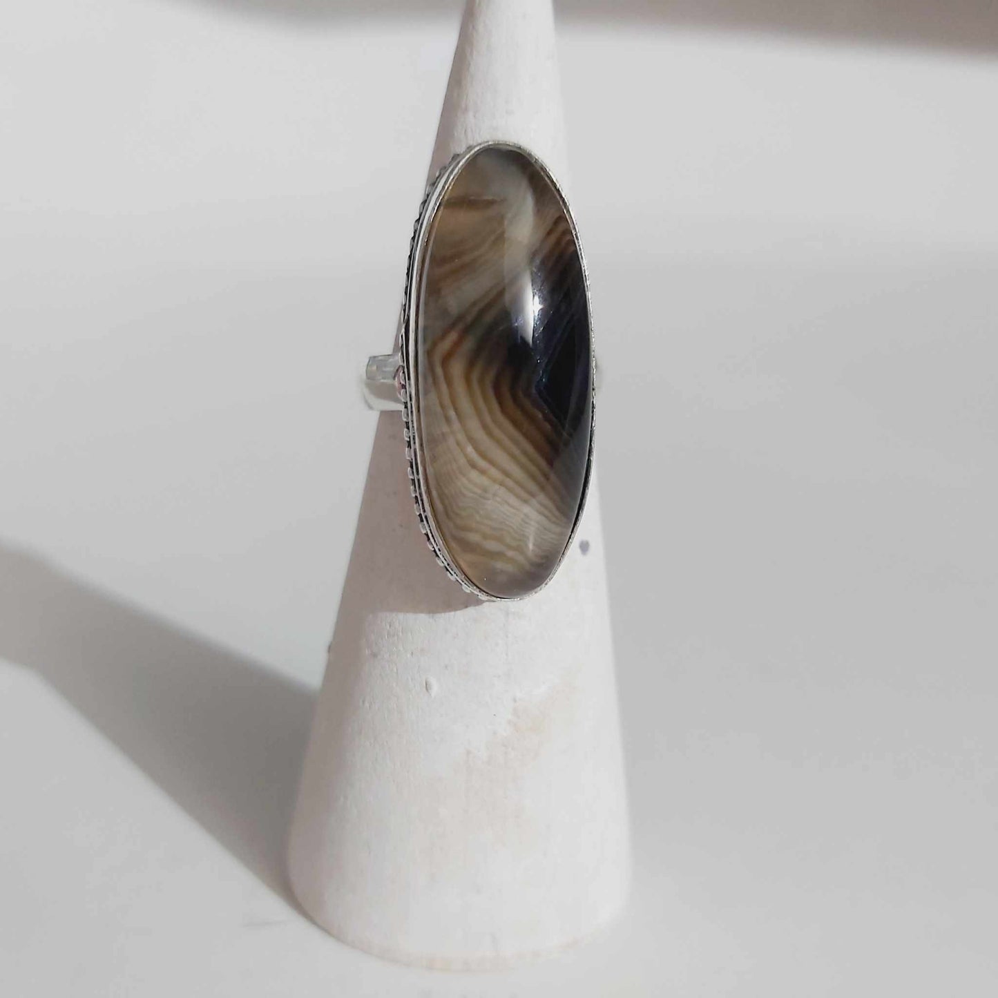 Agate Physical Wellbeing Gemstone Ring US 6.5 (E2407)