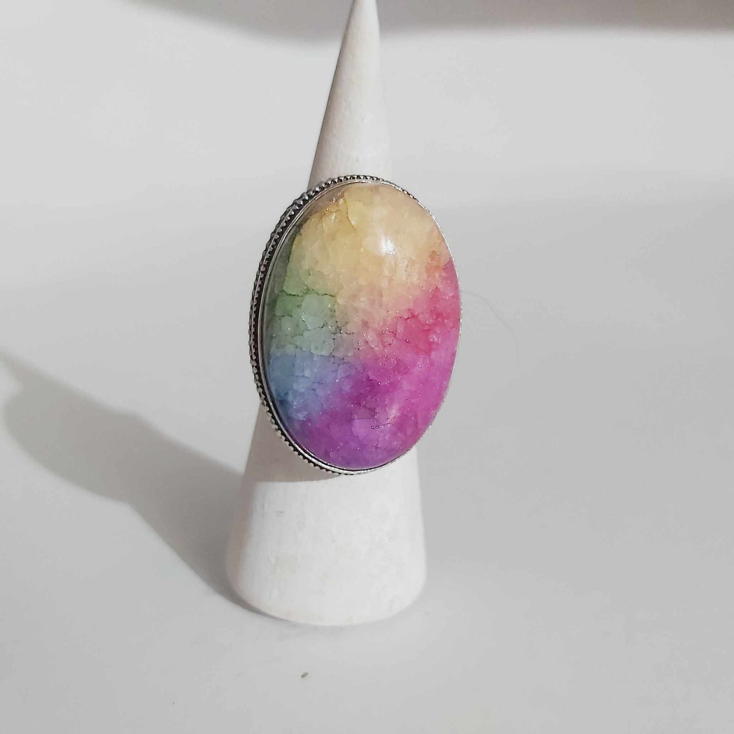 Agate Physical Wellbeing Gemstone Ring US 8.5 (E2416)