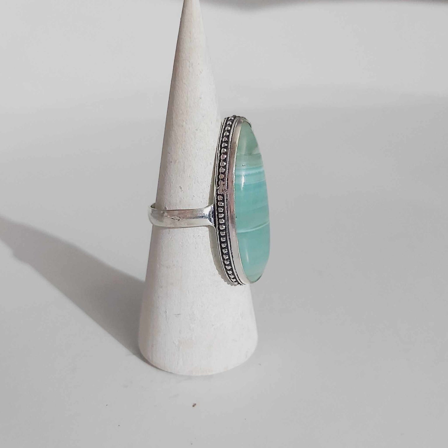 Agate Physical Wellbeing Gemstone Ring US 10 (E2435)