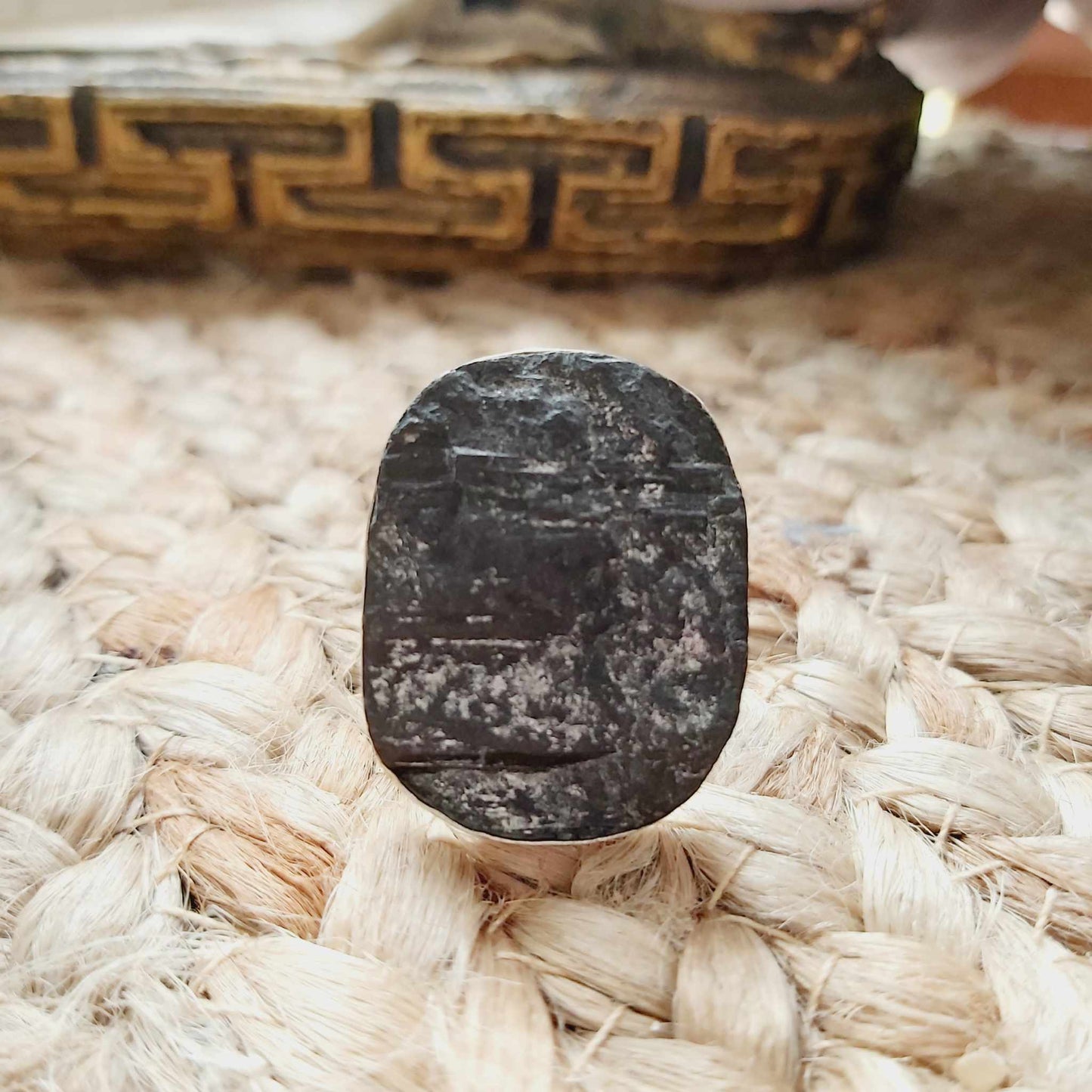 Black Tourmaline Psychic Protection Ring US 8 (E2477)