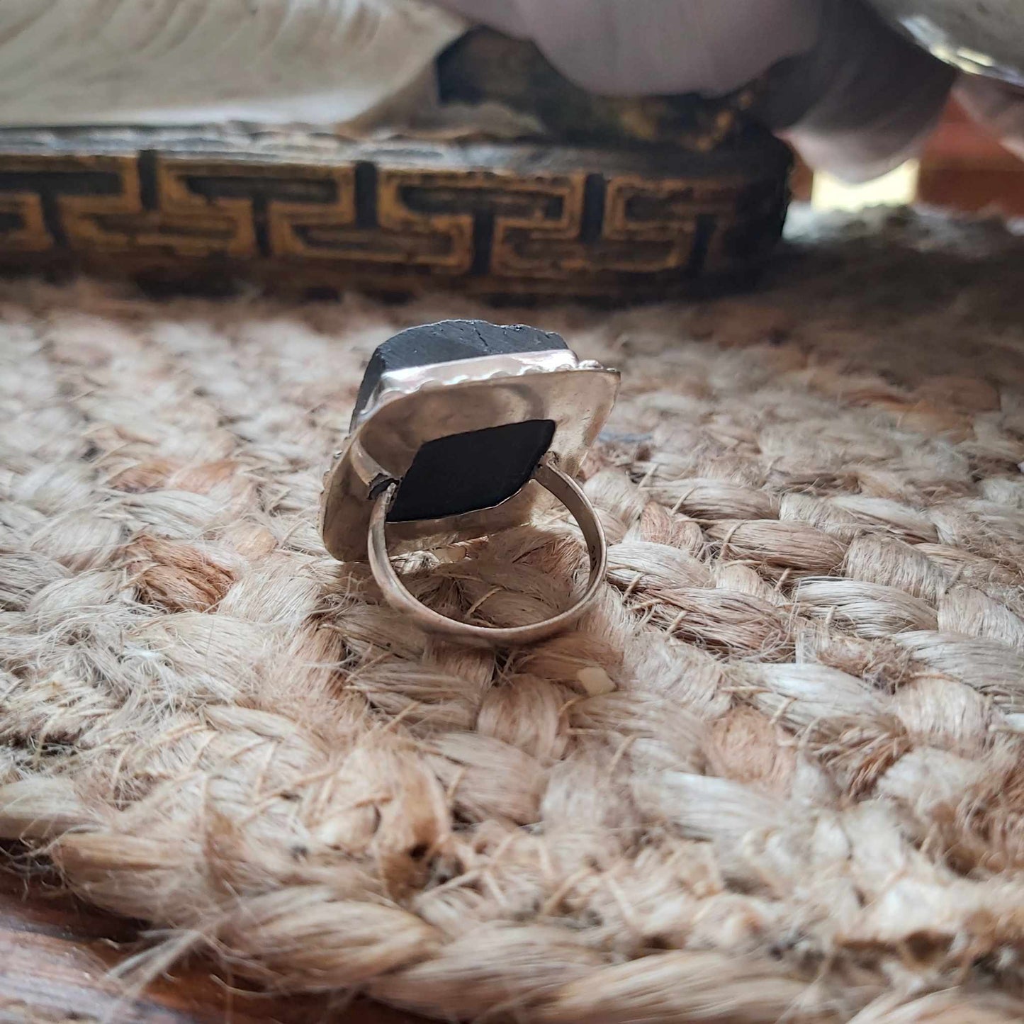 Black Tourmaline Psychic Protection Ring US 9 (E2487)