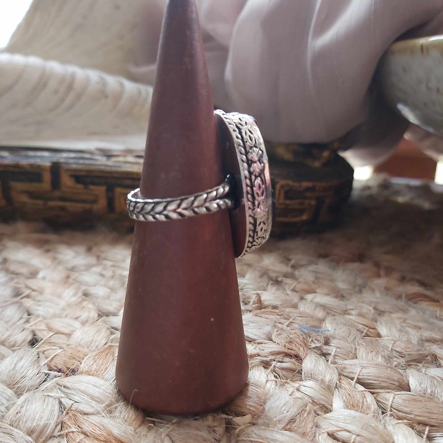 Black Tourmaline Psychic Protection Ring US 9 (E2490)