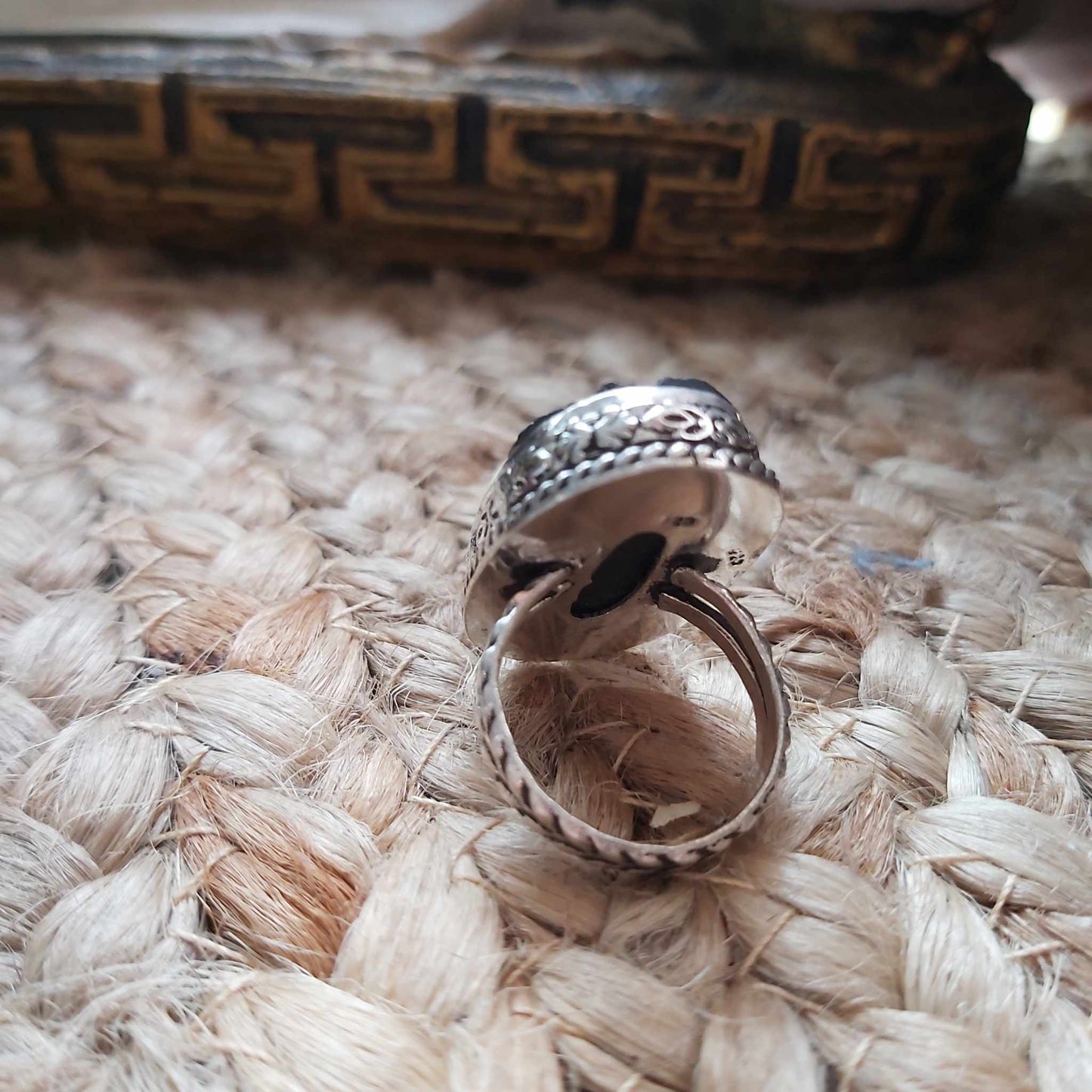 Black Tourmaline Psychic Protection Ring US 9 (E2490)