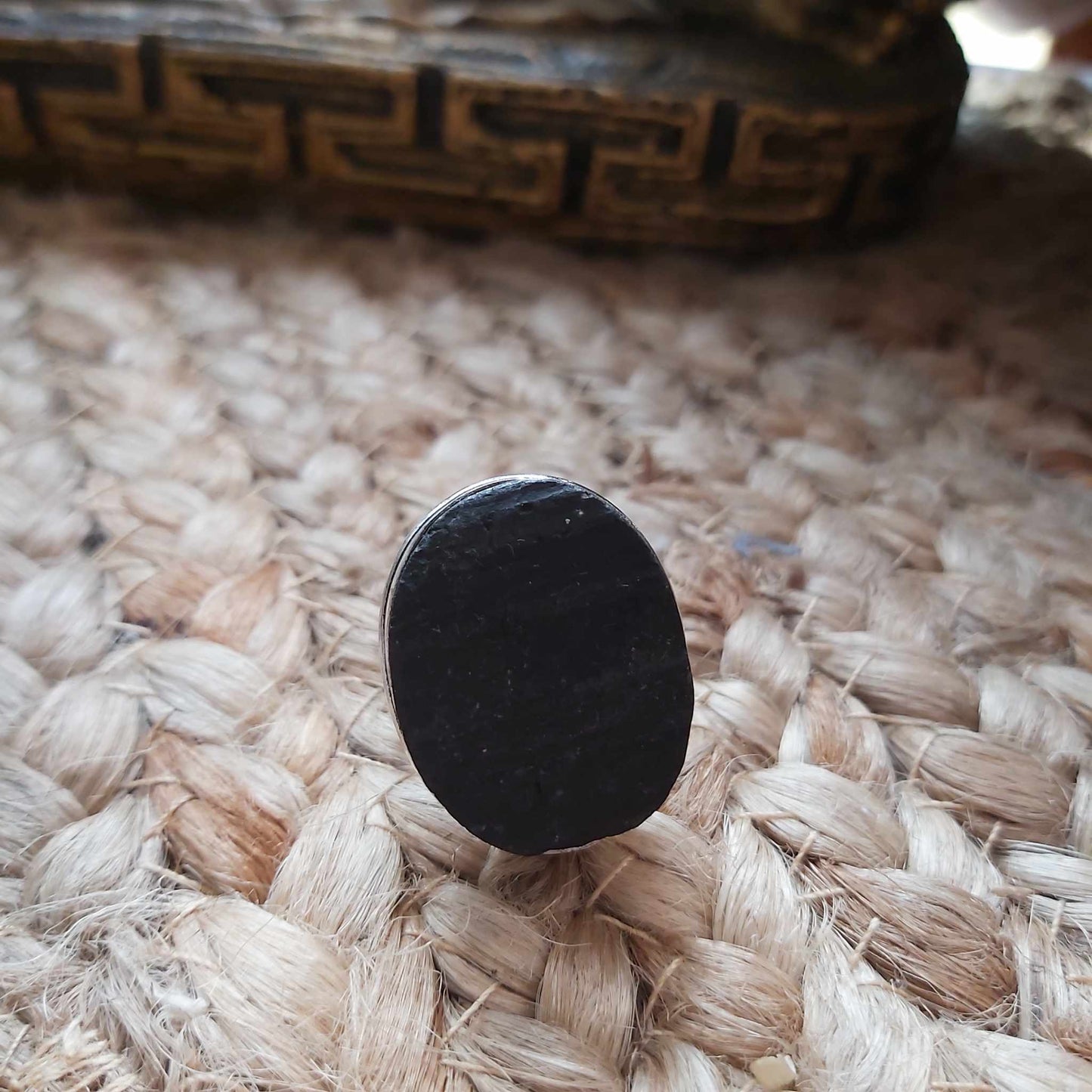 Black Tourmaline Psychic Protection Ring US 9 (E2491)