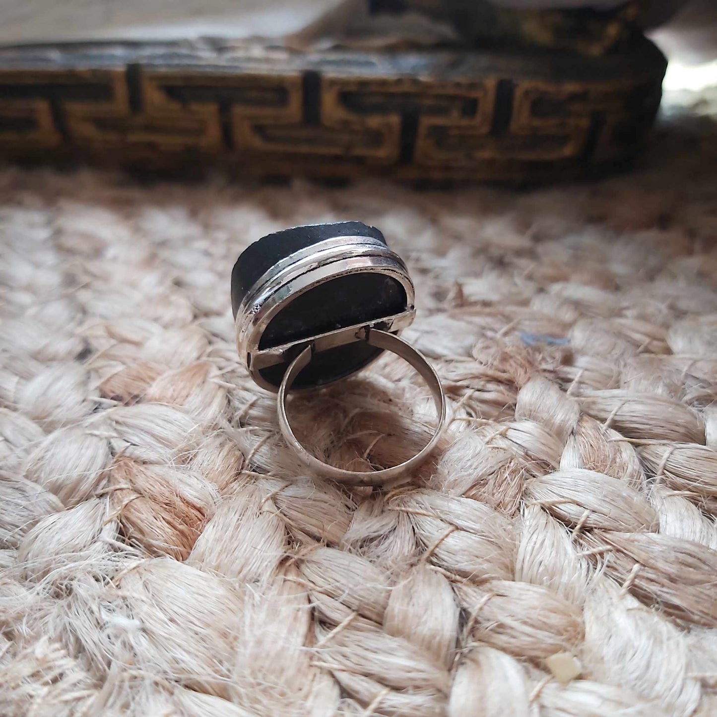 Black Tourmaline Psychic Protection Ring US 9 (E2491)