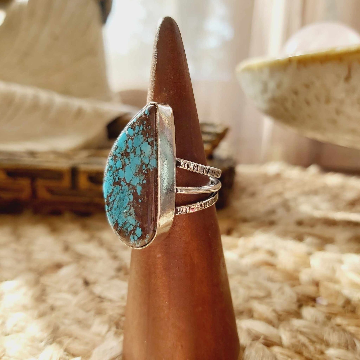 Turquoise Acceptance Gemstone Ring  Size US 7.5 (E2508)