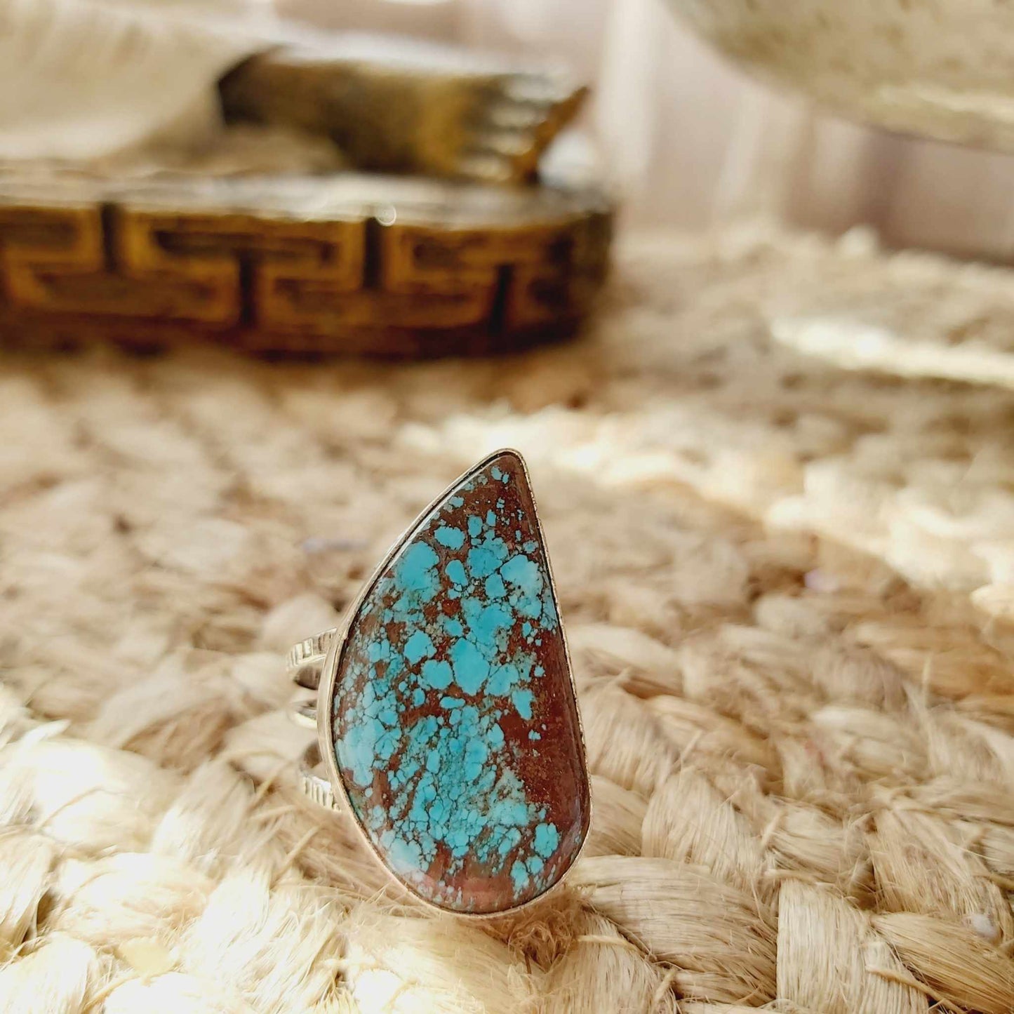 Turquoise Acceptance Gemstone Ring  Size US 7.5 (E2508)