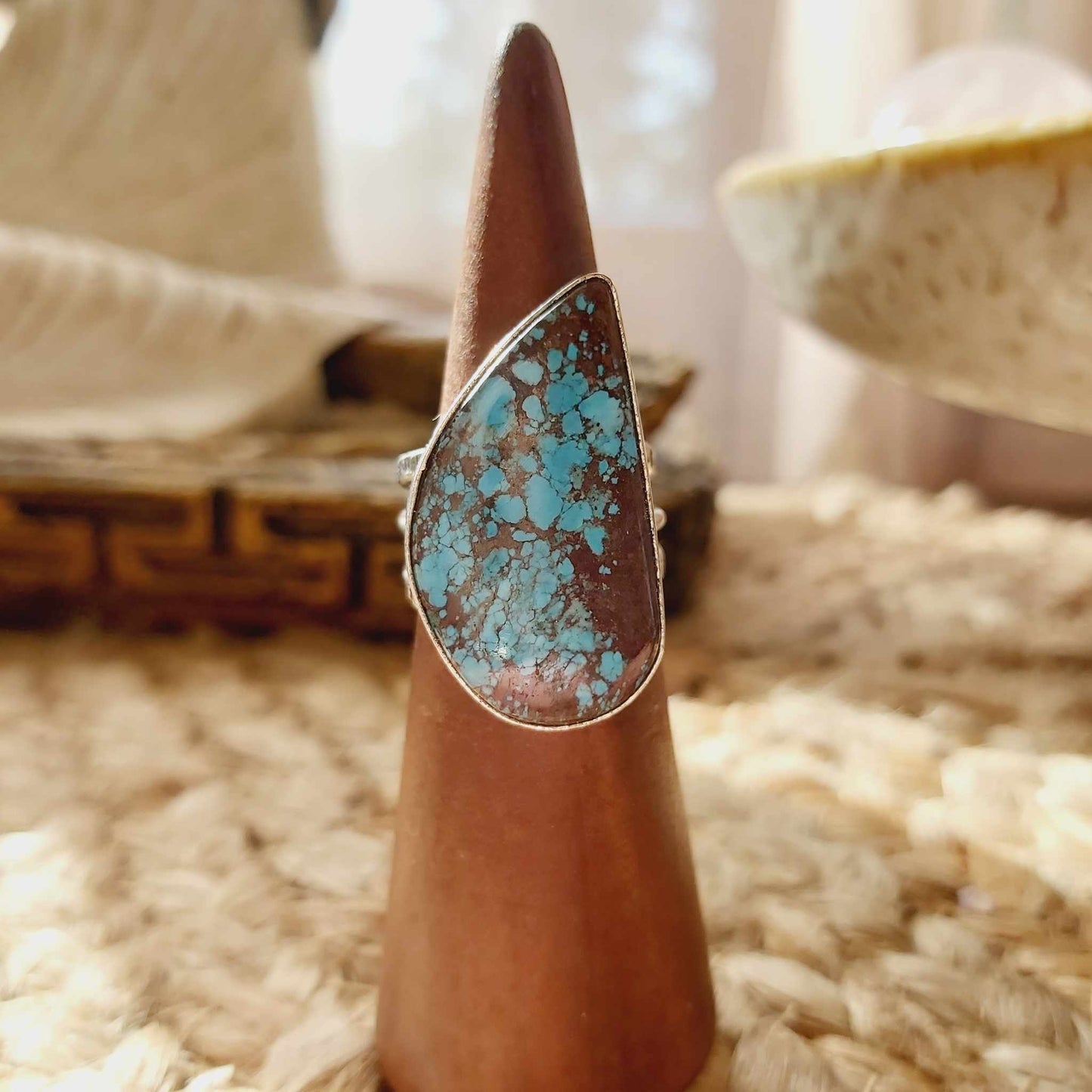 Turquoise Acceptance Gemstone Ring  Size US 7.5 (E2508)