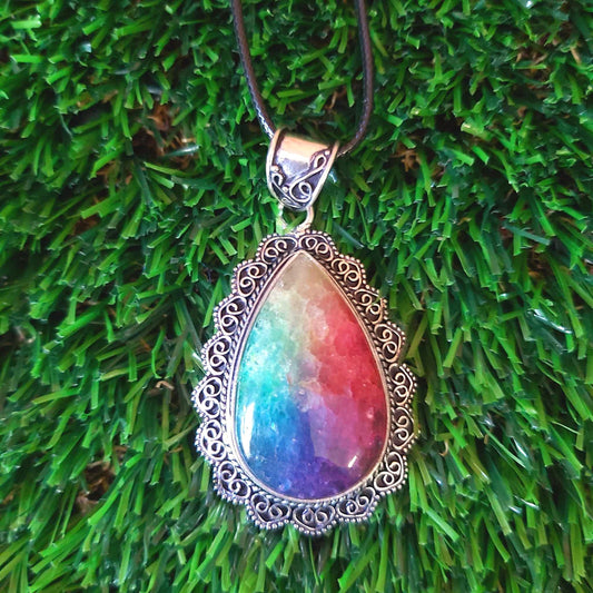 Rainbow Agate Grounding Gemstone Pendant (E2526)