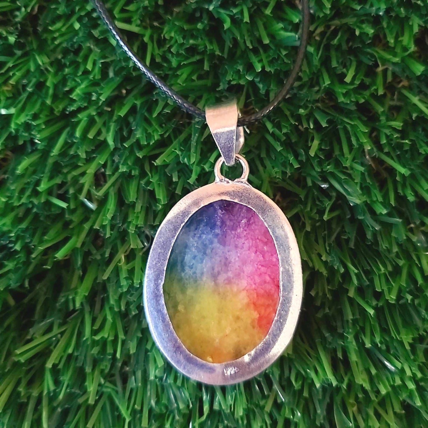 Rainbow Agate Grounding Gemstone Pendant (E2534)