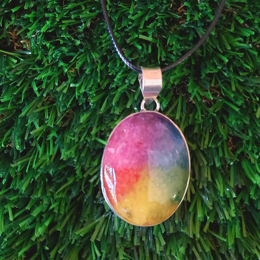 Rainbow Agate Grounding Gemstone Pendant (E2534)
