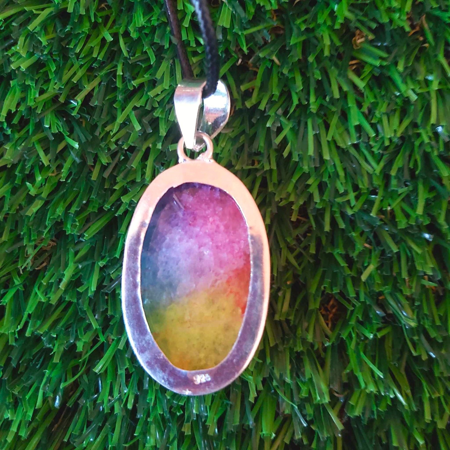 Rainbow Agate Grounding Gemstone Pendant (E2537)