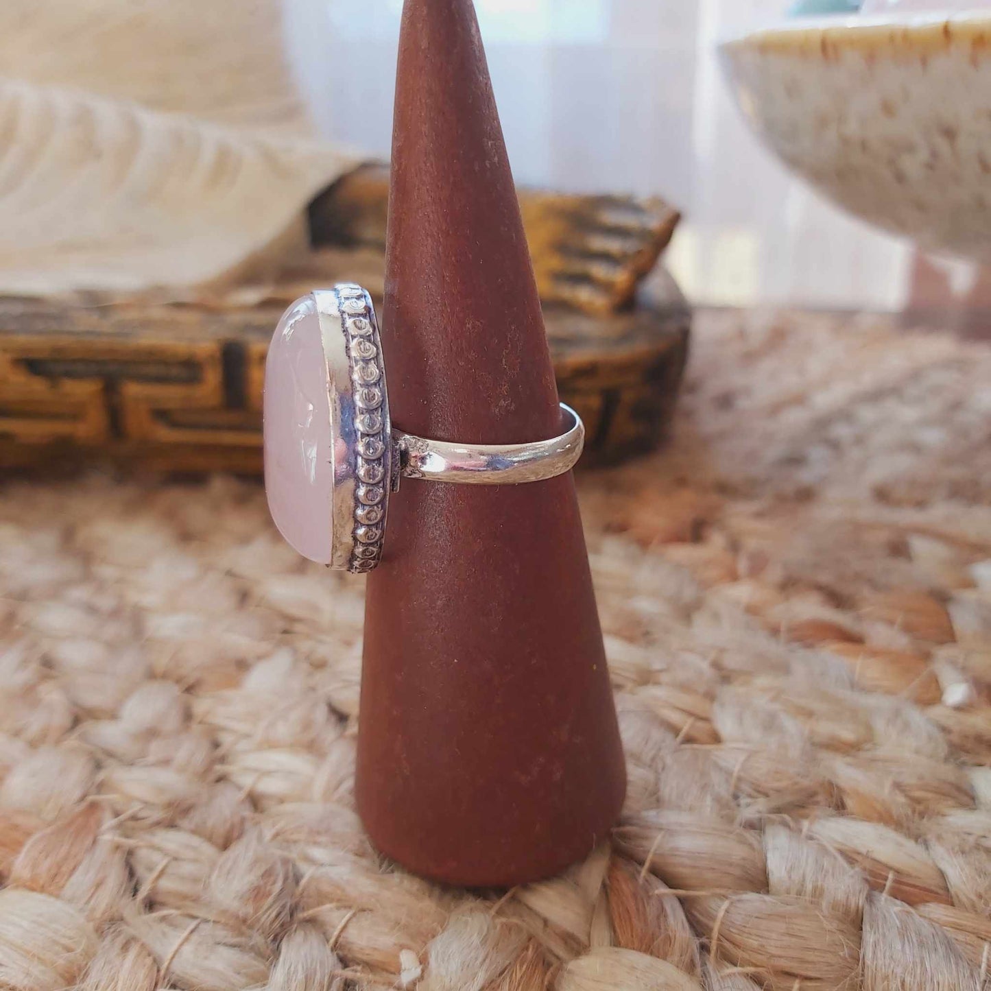 Rose Quartz True Love & Compassion Ring Size US 8.5 (E2547)