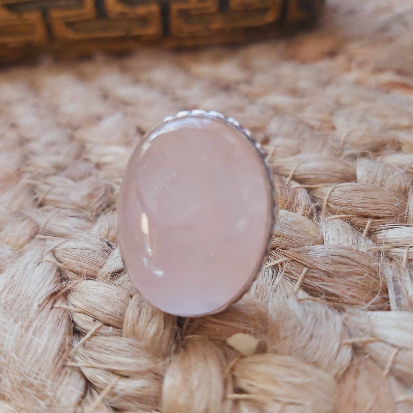 Rose Quartz True Love & Compassion Ring Size US 8.5 (E2547)