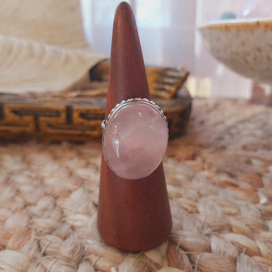 Rose Quartz True Love & Compassion Ring Size US 8.5 (E2547)