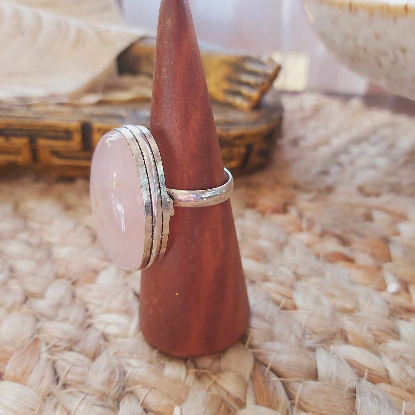 Rose Quartz True Love & Compassion Ring Size US 8.5 (E2548)