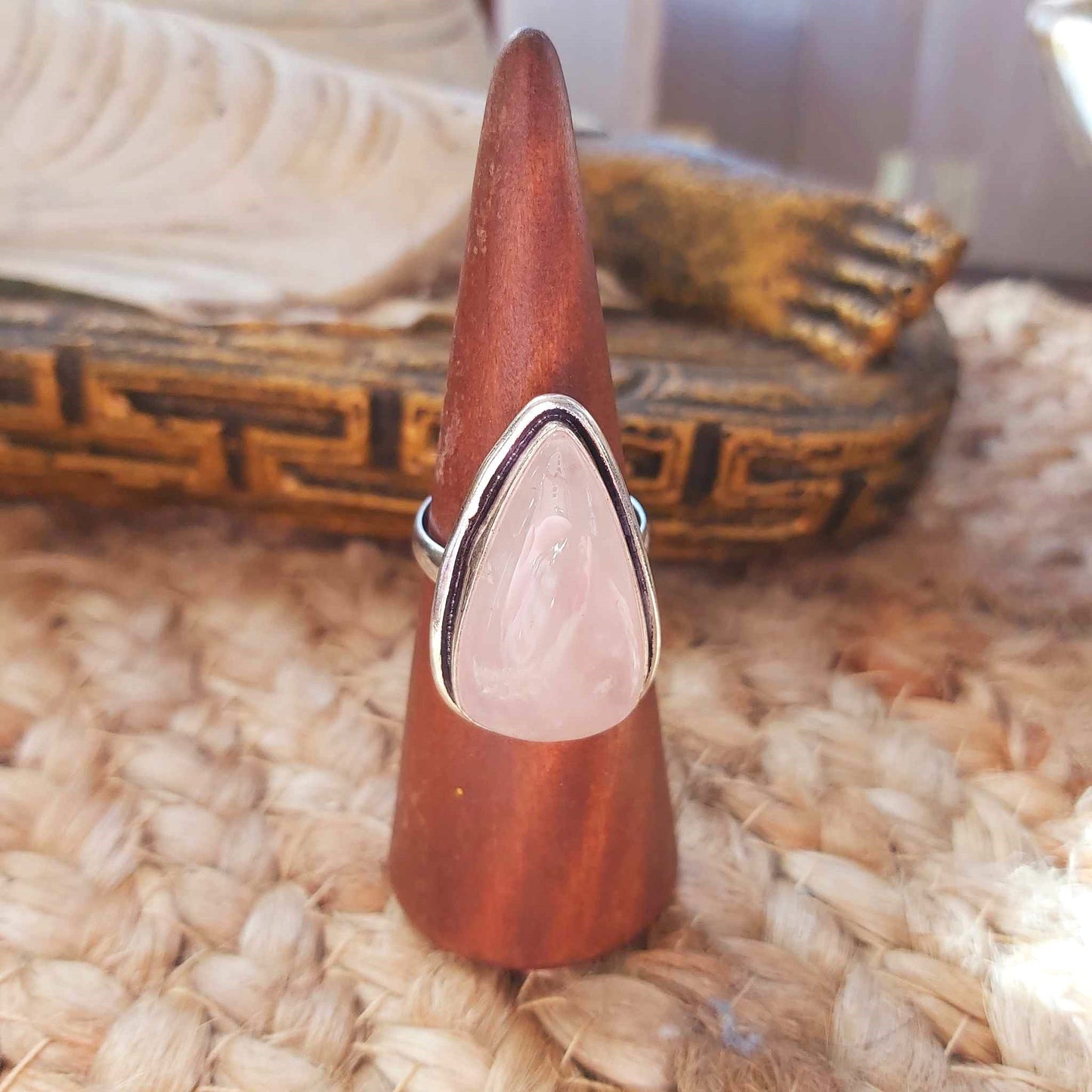 Rose Quartz True Love & Compassion Ring Size US 9 (E2549)