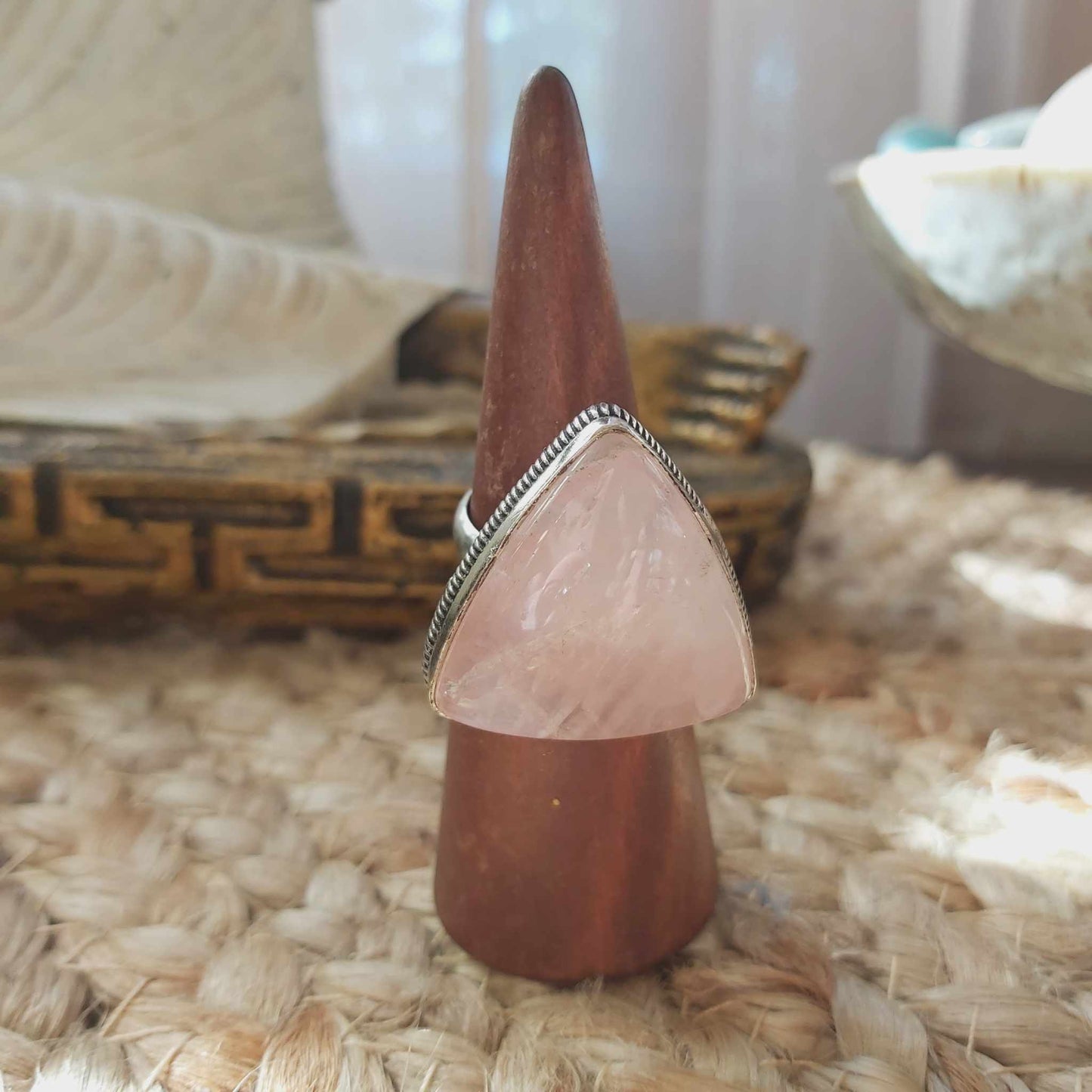 Rose Quartz True Love & Compassion Ring Size US 9 (E2550)