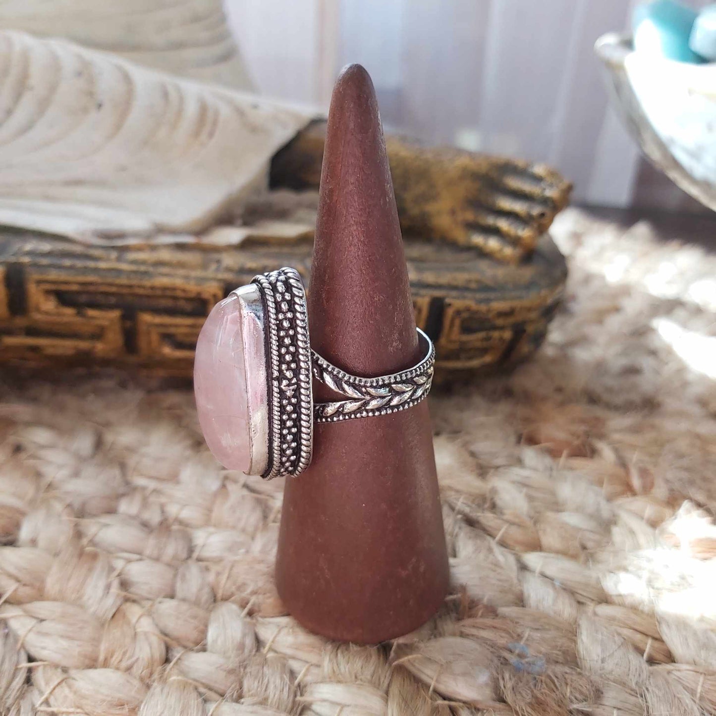 Rose Quartz True Love & Compassion Ring Size US 9 (E2551)