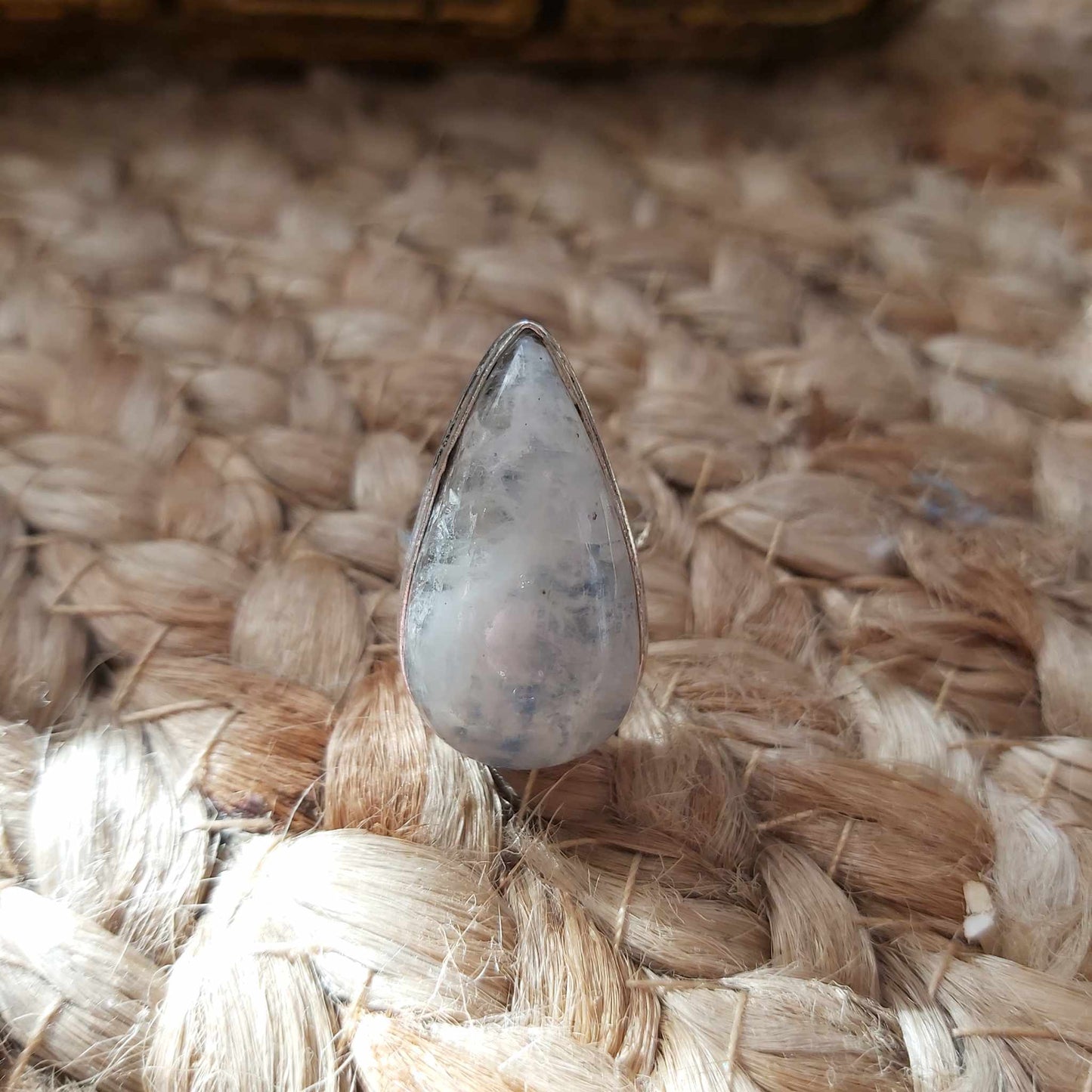 Rainbow Moonstone Compassion Ring 925 Sterling Silver Plated Size US 6.5 (E2552)